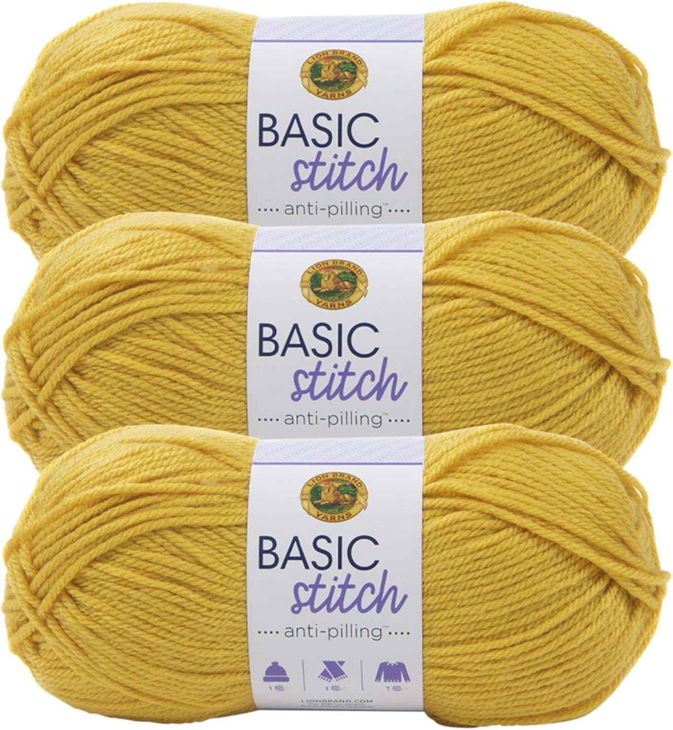image:imageLion Brand Yarn Basic Stitch AntiPilling Knitting Yarn Yarn for Crocheting 1Pack PumpkinMustard