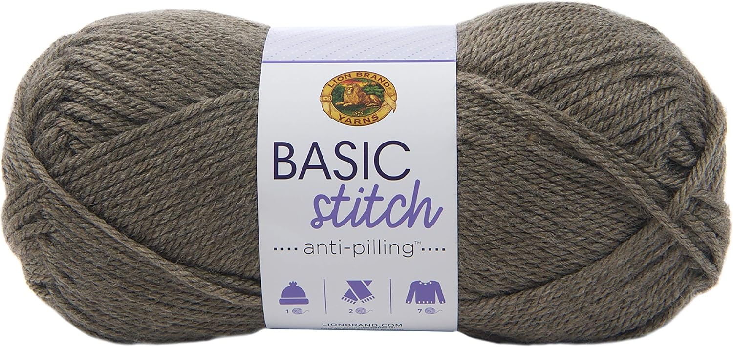 image:imageLion Brand Yarn Basic Stitch AntiPilling Knitting Yarn Yarn for Crocheting 1Pack PumpkinTaupe Heather