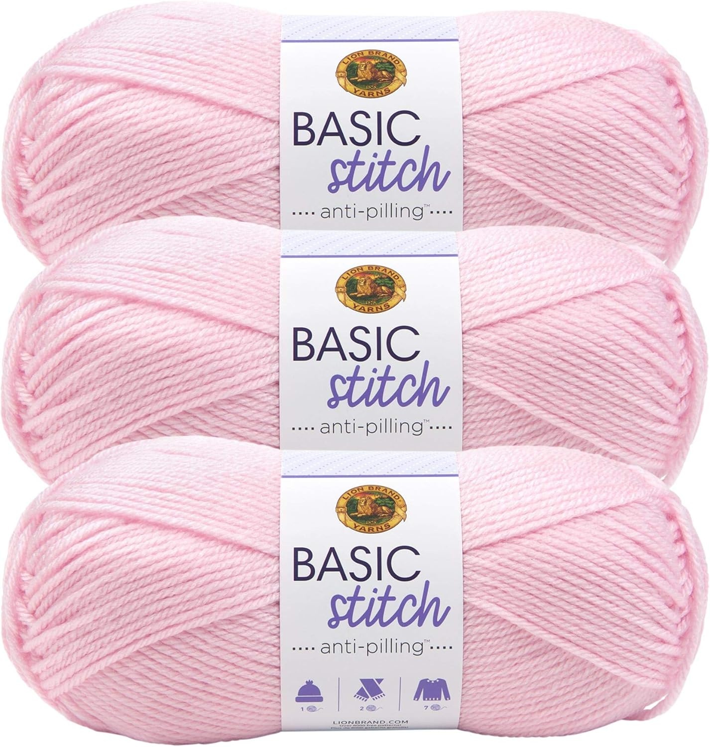 image:imageLion Brand Yarn Basic Stitch AntiPilling Knitting Yarn Yarn for Crocheting Gold Heather 1PackBaby Pink