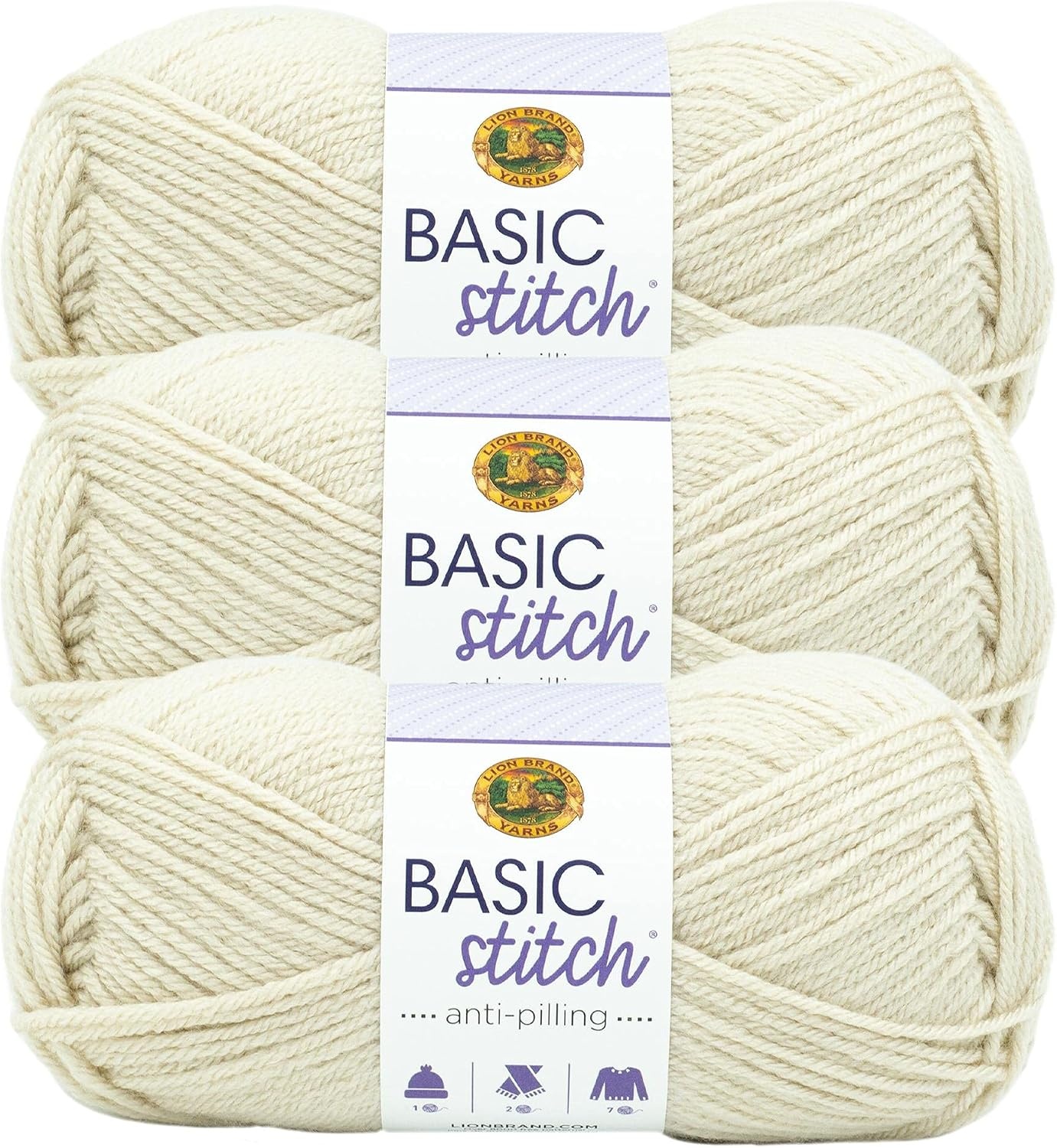 image:imageLion Brand Yarn Basic Stitch AntiPilling Knitting Yarn Yarn for Crocheting Gold Heather 1PackBeige Heather