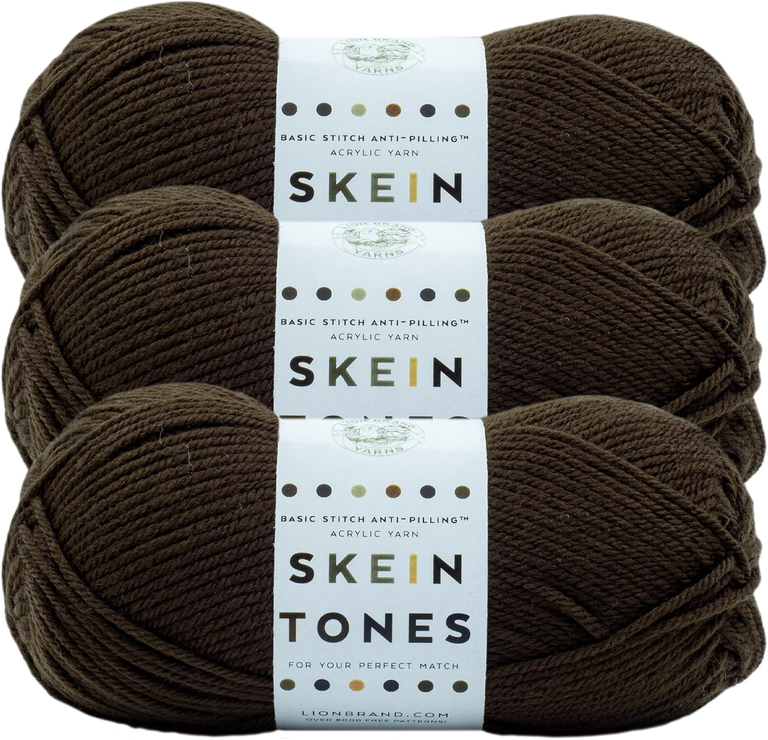 image:imageLion Brand Yarn Basic Stitch AntiPilling Knitting Yarn Yarn for Crocheting Gold Heather 1PackEbony