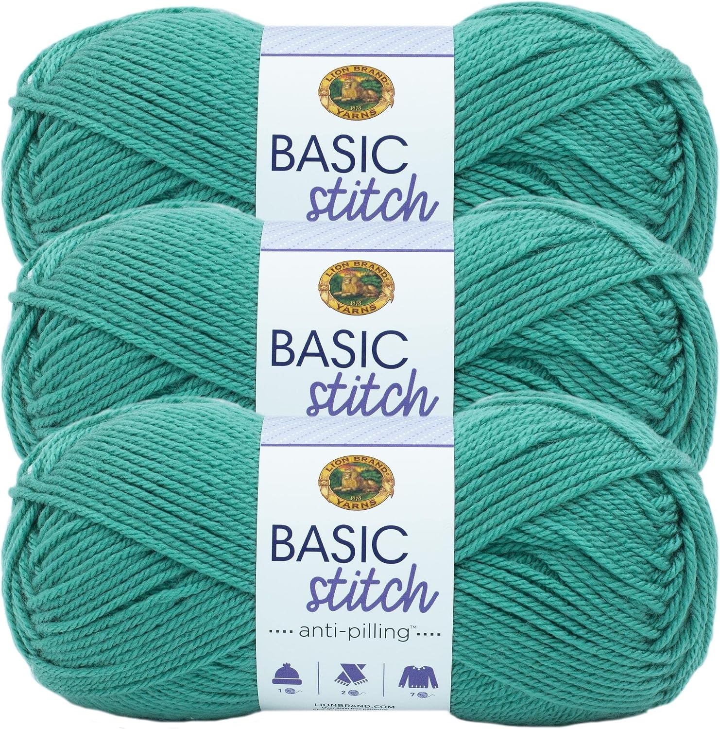 image:imageLion Brand Yarn Basic Stitch AntiPilling Yarn for Crocheting Knitting and Crafts Almond 3 PackBeryl