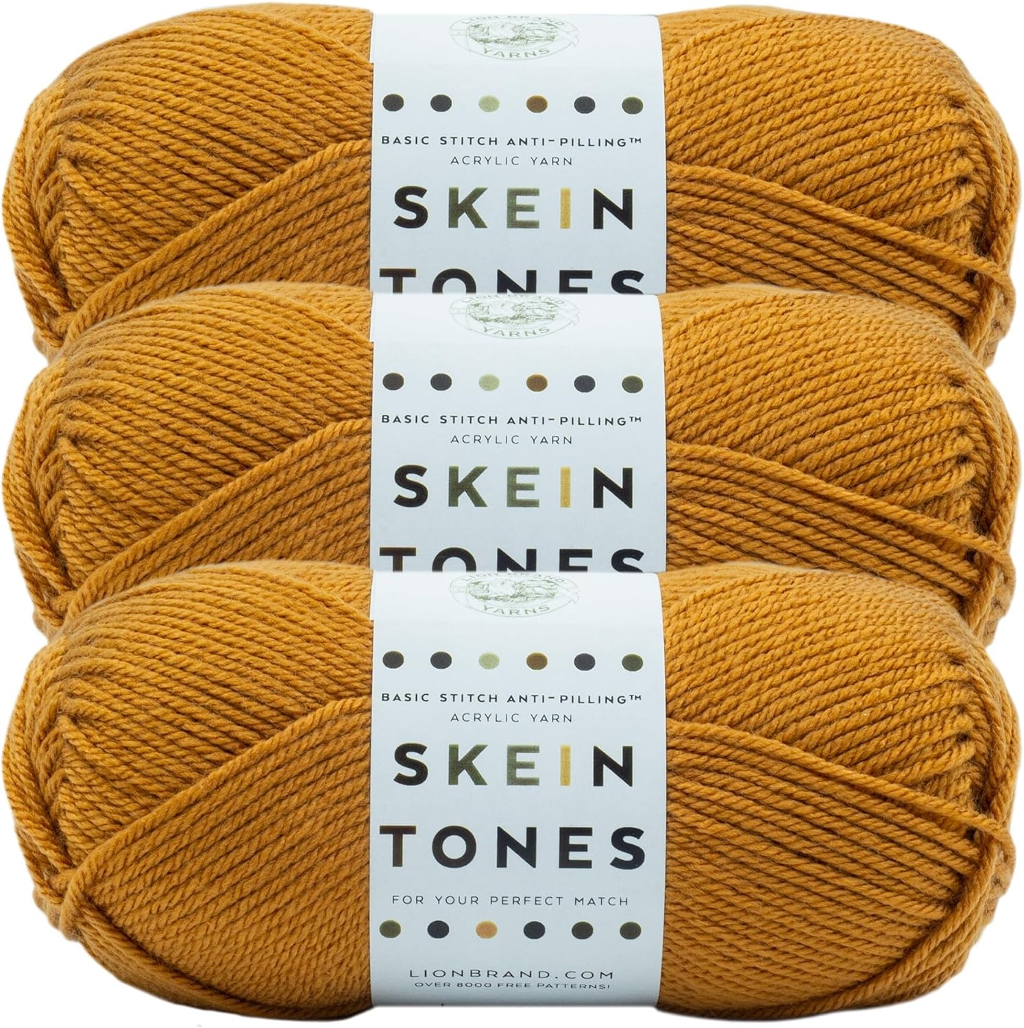 image:imageLion Brand Yarn Basic Stitch AntiPilling Yarn for Crocheting Knitting and Crafts Almond 3 PackHoney