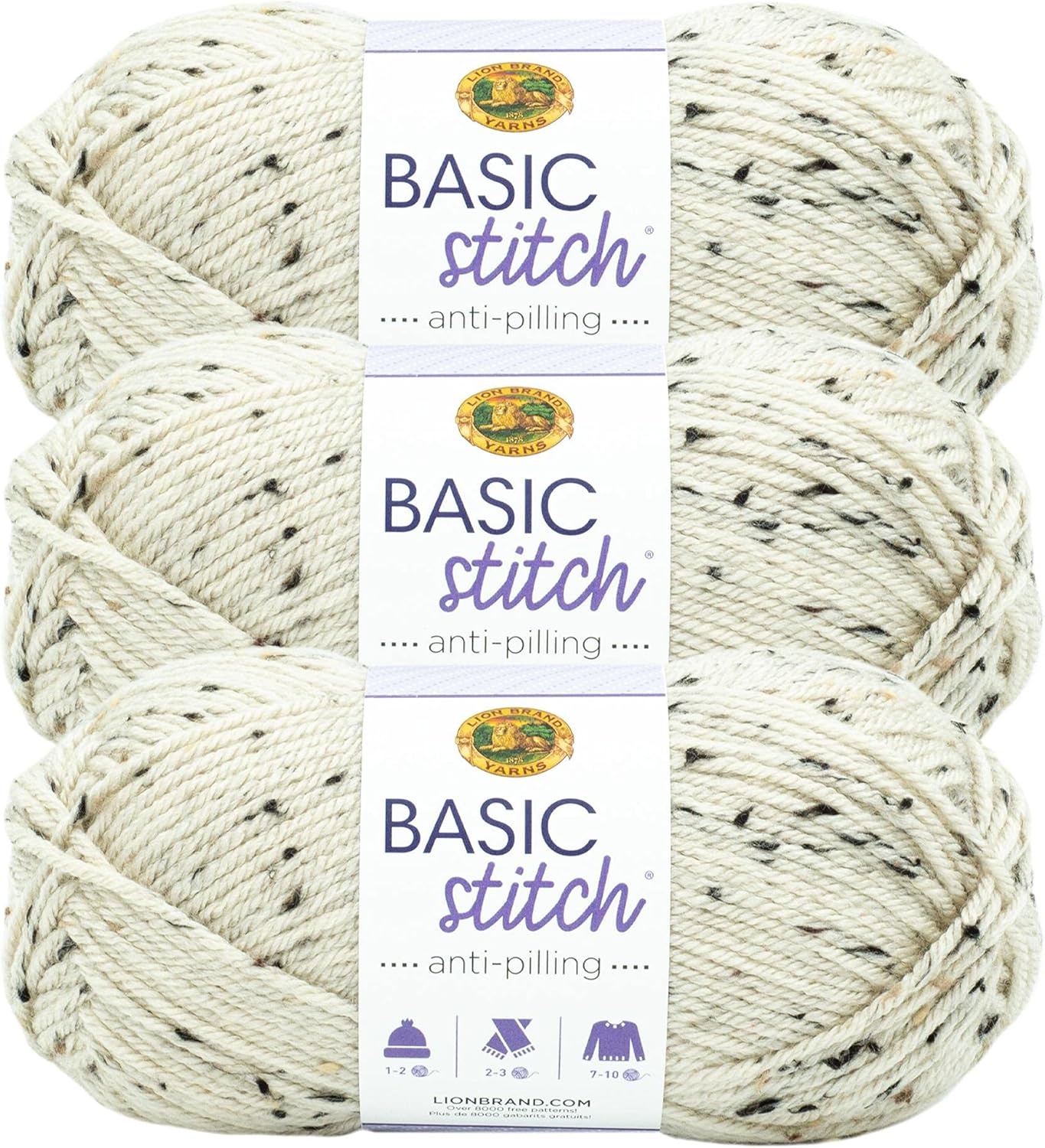 image:imageLion Brand Yarn Basic Stitch AntiPilling Yarn for Crocheting Knitting and Crafts Cocoa 1 PackAlmond Tweed