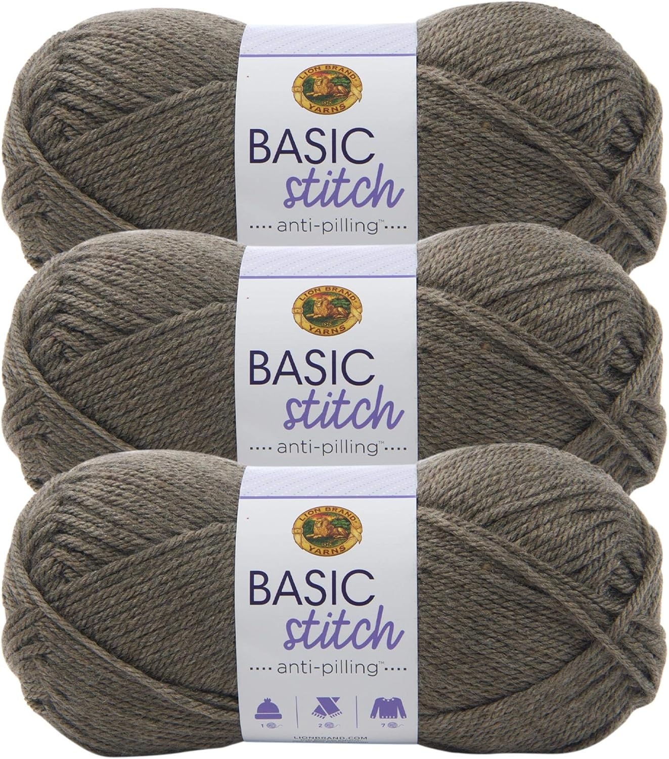 image:imageLion Brand Yarn Basic Stitch AntiPilling Yarn for Crocheting Knitting and Crafts Cocoa 1 PackTaupe Heather