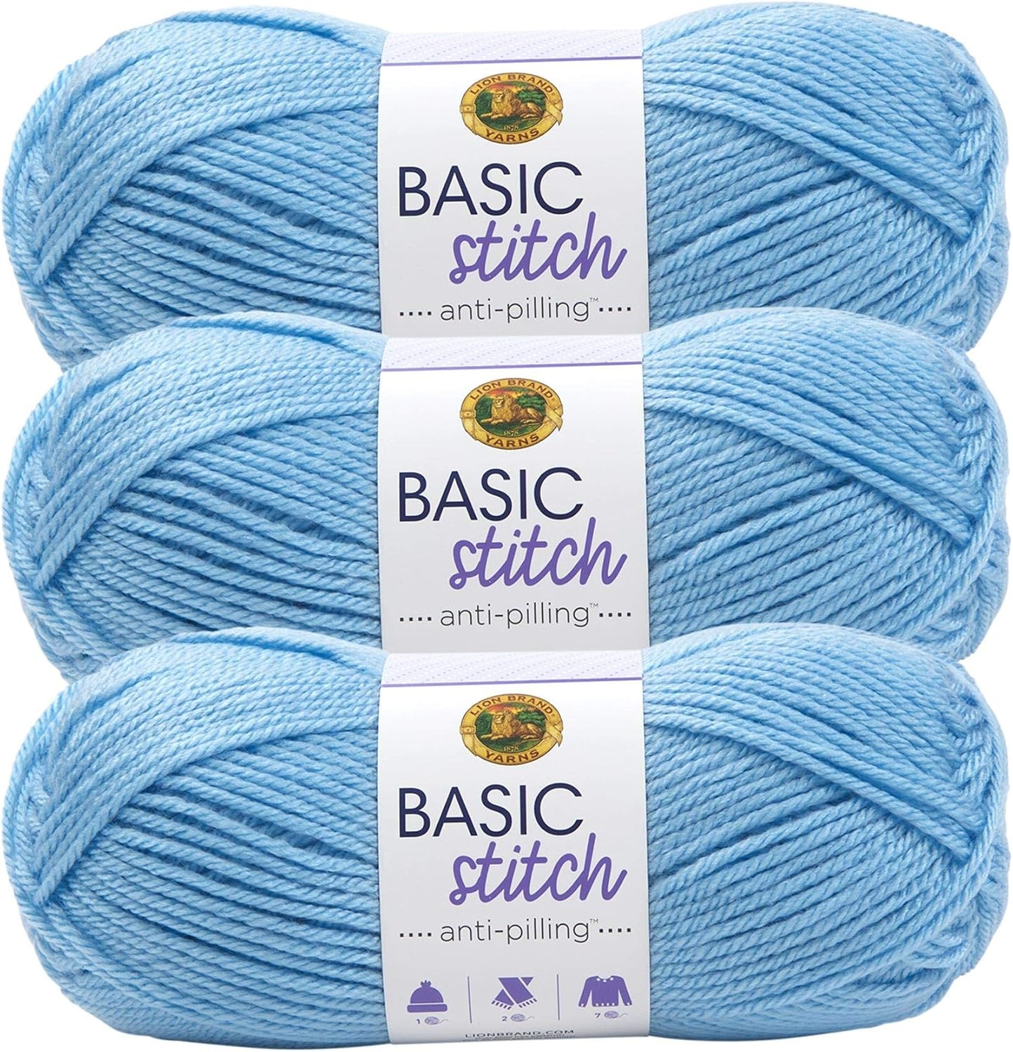 image:imageLion Brand Yarn Basic Stitch AntiPilling Yarn for Crocheting Knitting and Crafts Truffle 1 PackBaby Blue