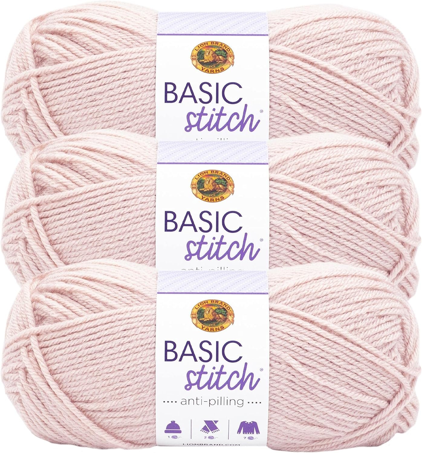 image:imageLion Brand Yarn Basic Stitch AntiPilling Yarn for Crocheting Knitting and Crafts Truffle 1 PackBlush Heather