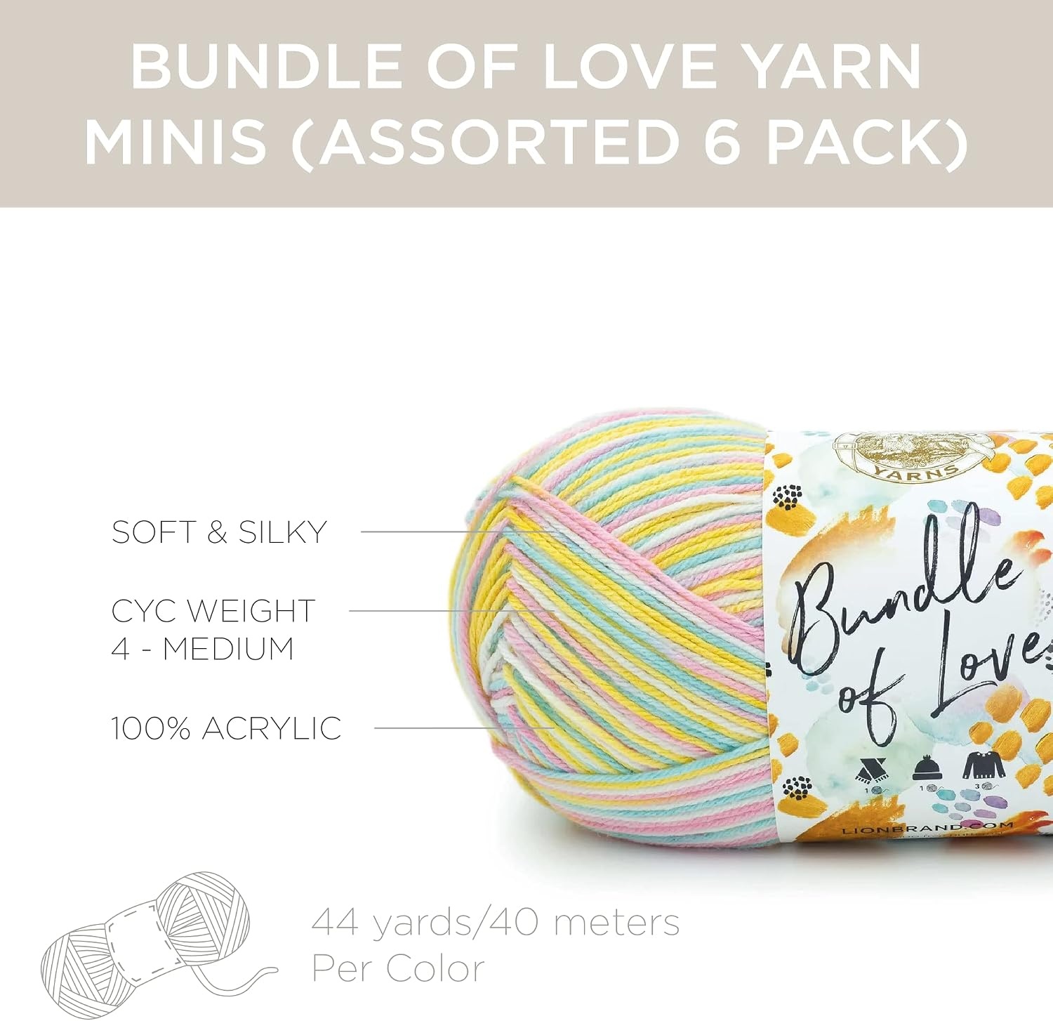 image:imageLion Brand Yarn Bundle of Love Multicolor Baby Yarn for Knitting and Crochet 1 Pack Enchanted Forest6 mini balls