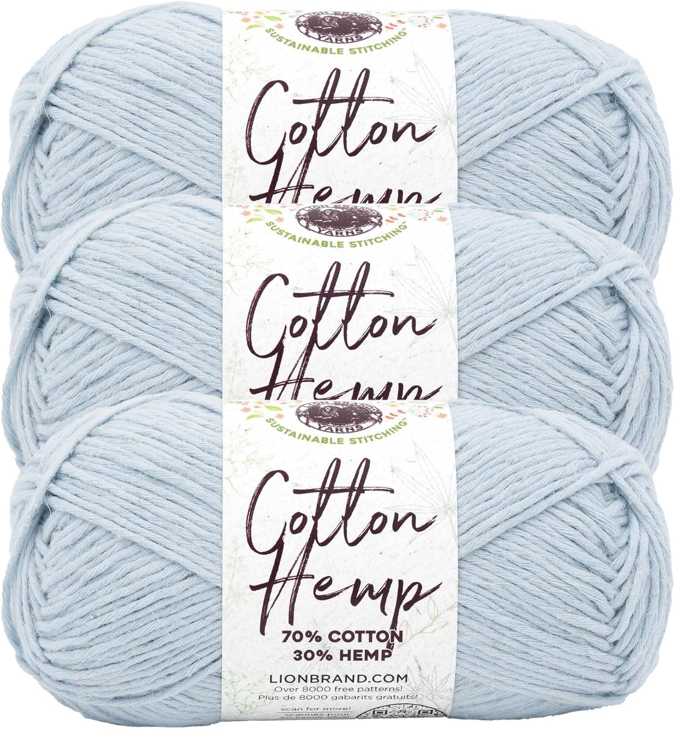 image:imageLion Brand Yarn Cotton Hemp Soft Durable Yarn for Crochet and Knitting 3 Pack CanaryAero