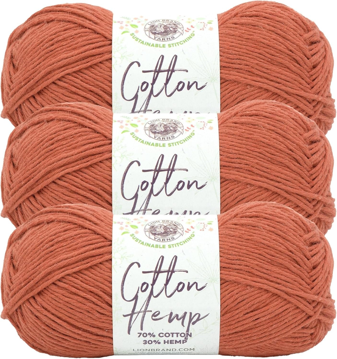 image:imageLion Brand Yarn Cotton Hemp Soft Durable Yarn for Crochet and Knitting 3 Pack CanaryMaple