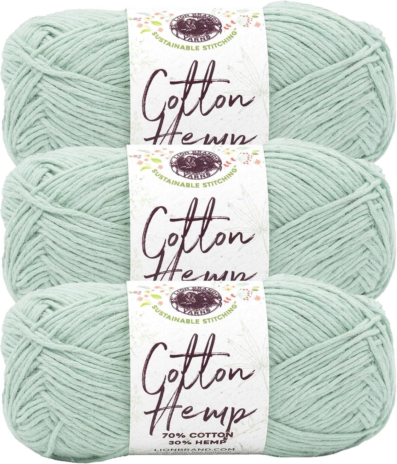 image:imageLion Brand Yarn Cotton Hemp Soft Durable Yarn for Crochet and Knitting 3 Pack CanaryMint