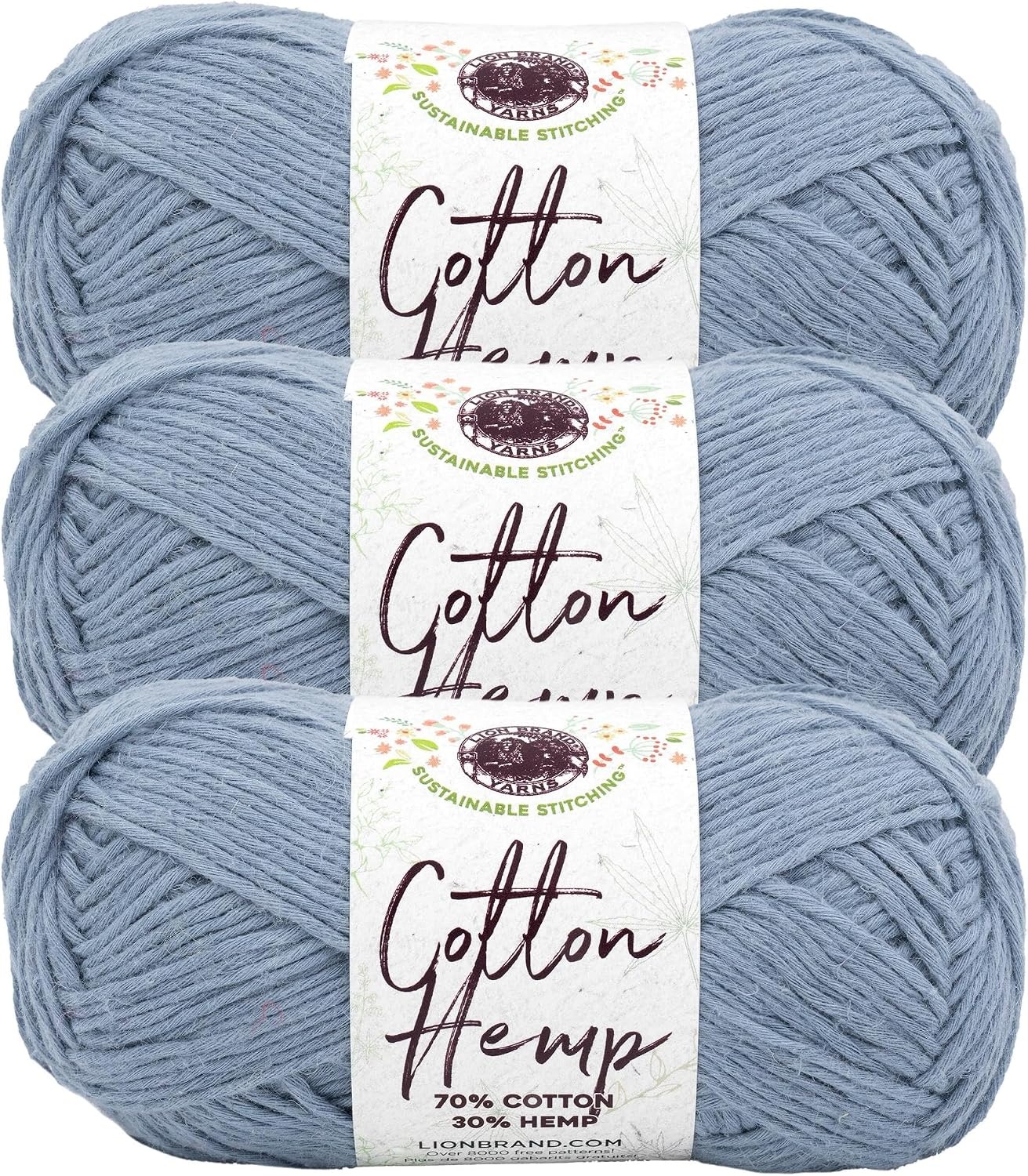 image:imageLion Brand Yarn Cotton Hemp Soft Durable Yarn for Crochet and Knitting 3 Pack CanaryNeptune
