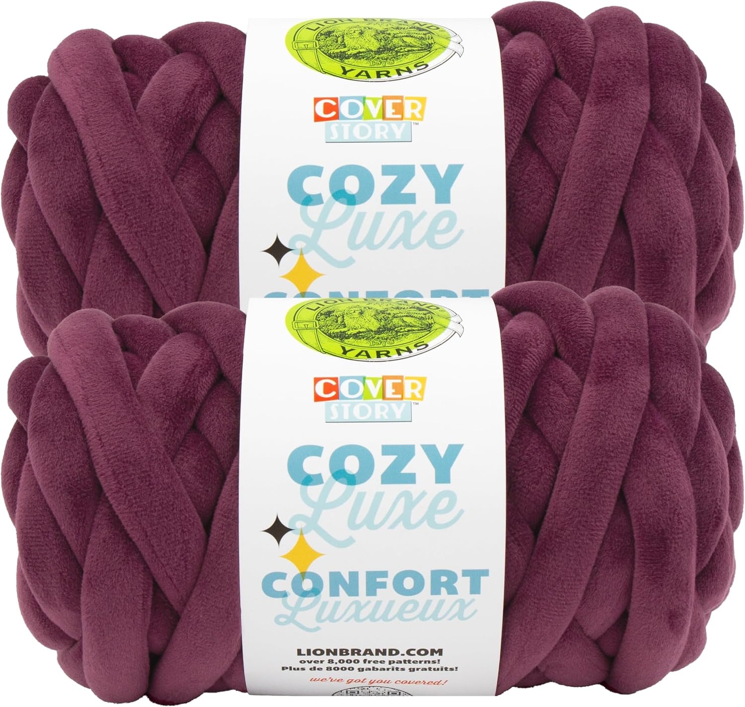 image:imageLion Brand Yarn Cover Story Cozy Luxe Blanket Yarn for Knitting and Crochet Honey 1 PackEggplant