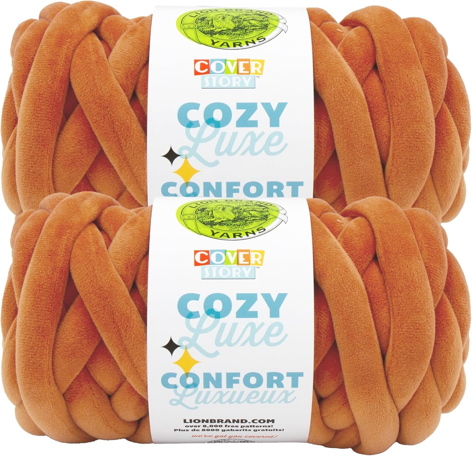 image:imageLion Brand Yarn Cover Story Cozy Luxe Blanket Yarn for Knitting and Crochet Honey 1 PackMaple