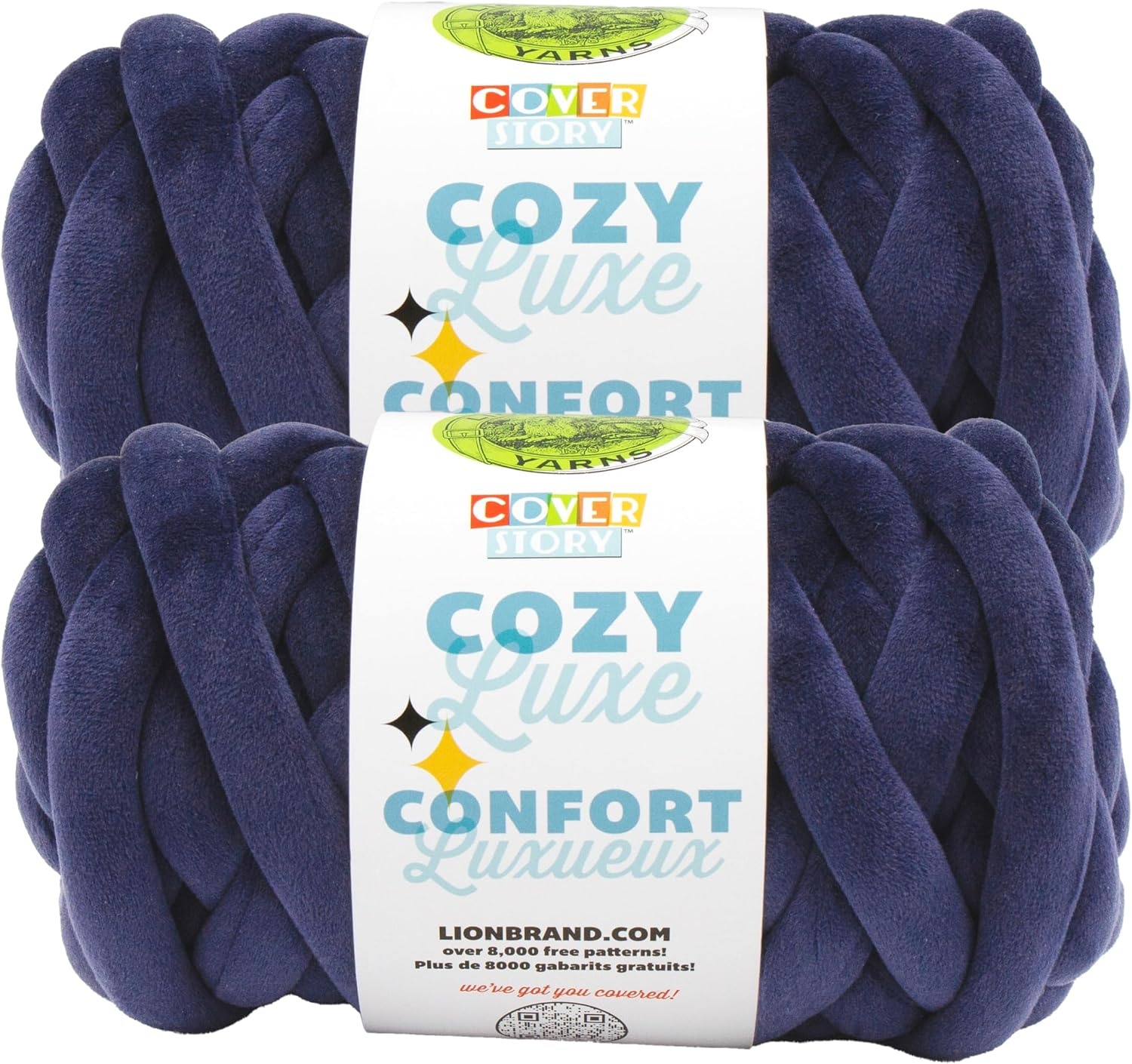 image:imageLion Brand Yarn Cover Story Cozy Luxe Blanket Yarn for Knitting and Crochet Honey 1 PackNavy