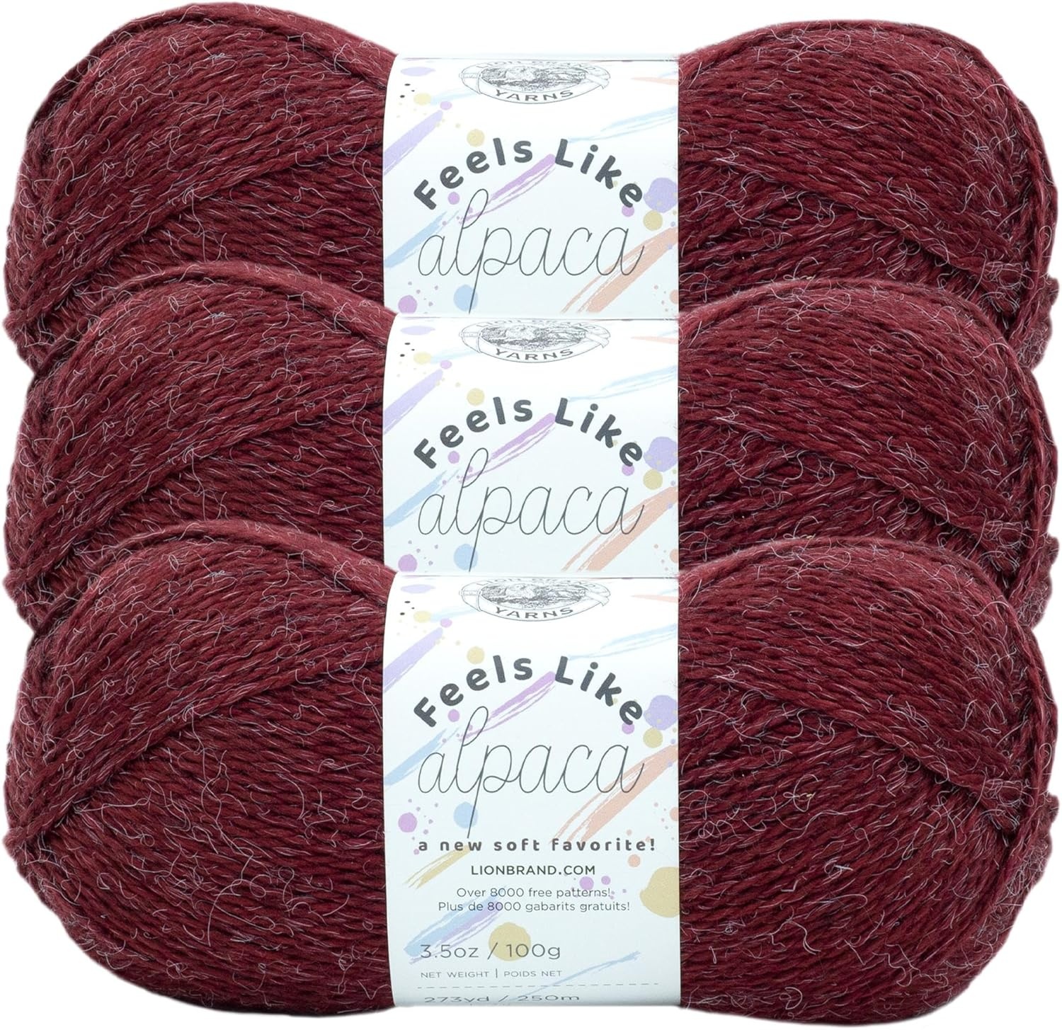 image:imageLion Brand Yarn Feels Like Alpaca Soft Yarn for Knitting Silver 1 PackBurgundy