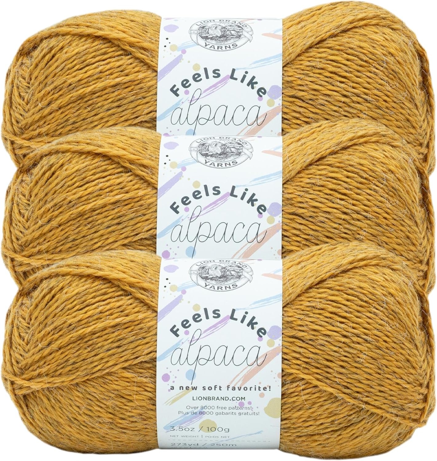 image:imageLion Brand Yarn Feels Like Alpaca Soft Yarn for Knitting Silver 1 PackMustard