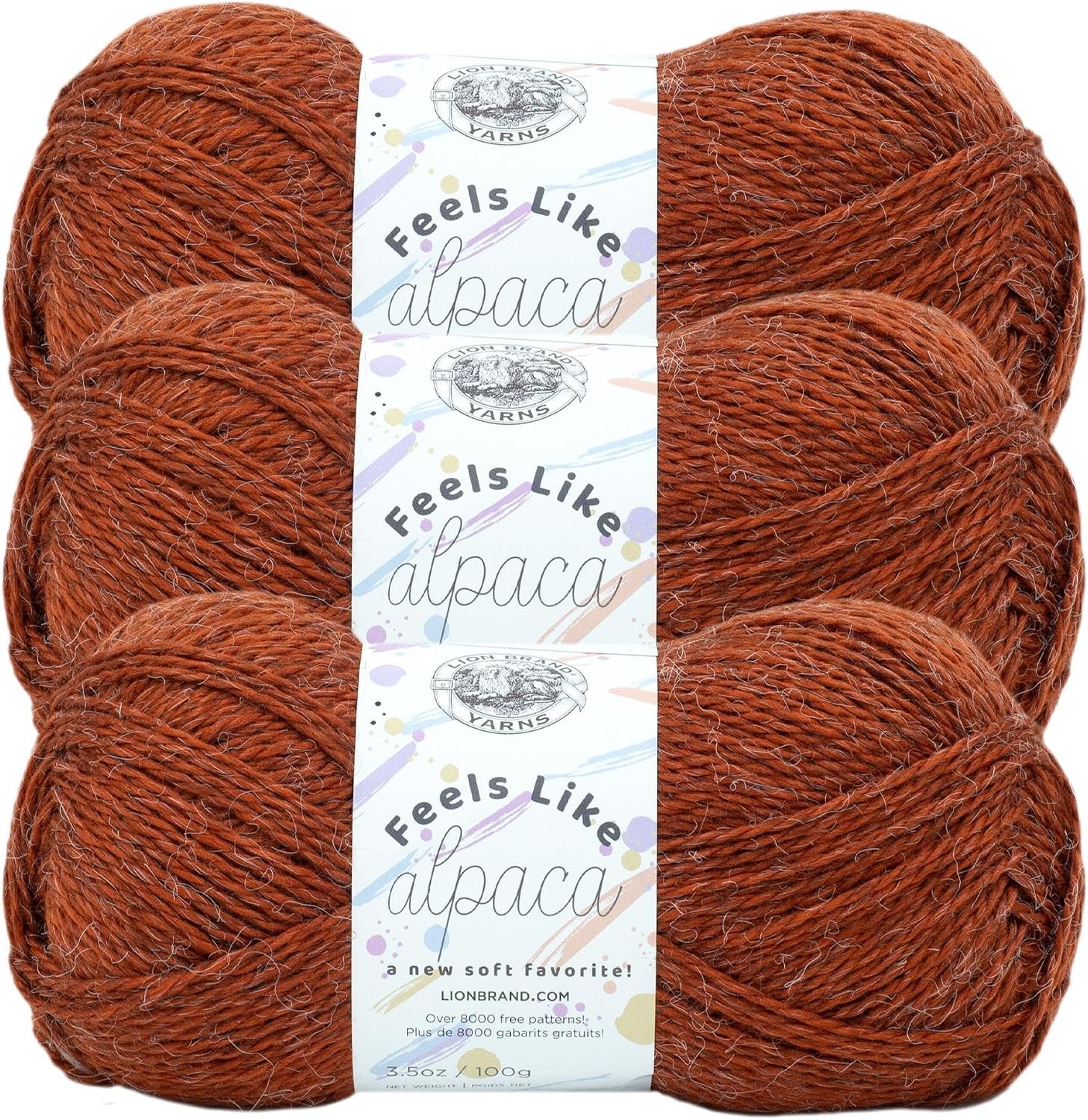 image:imageLion Brand Yarn Feels Like Alpaca Soft Yarn for Knitting Silver 1 PackRust