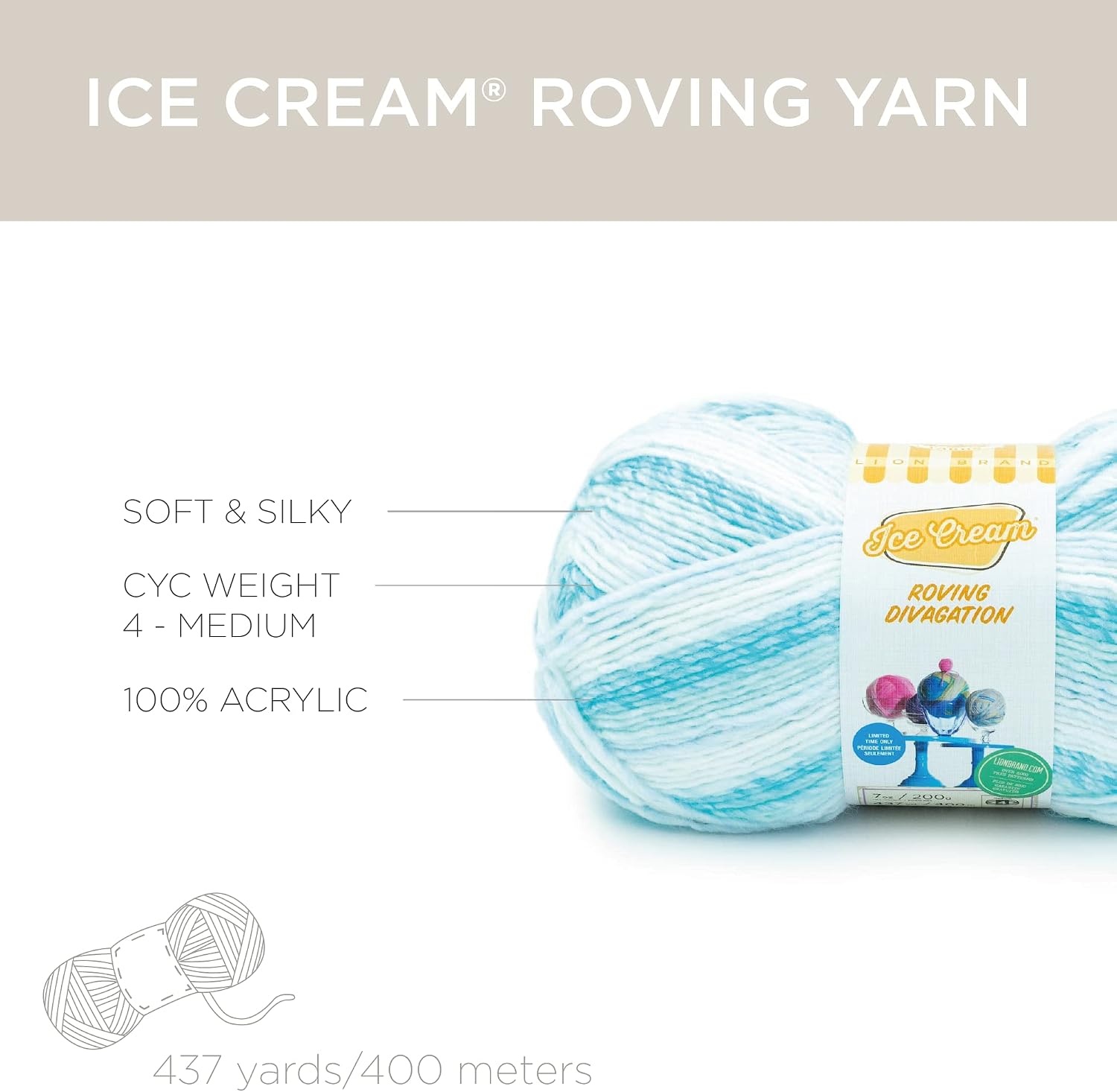 image:imageLion Brand Yarn Ice Cream Roving Stripes Yarn Capri