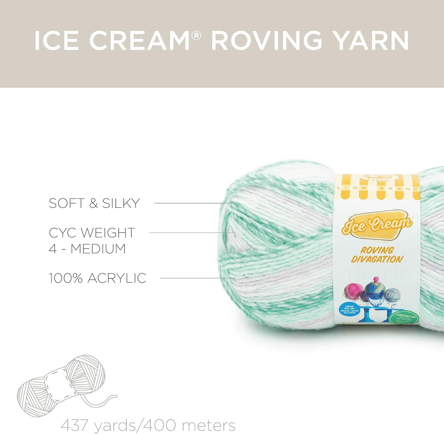 image:imageLion Brand Yarn Ice Cream Roving Stripes Yarn Chuckles