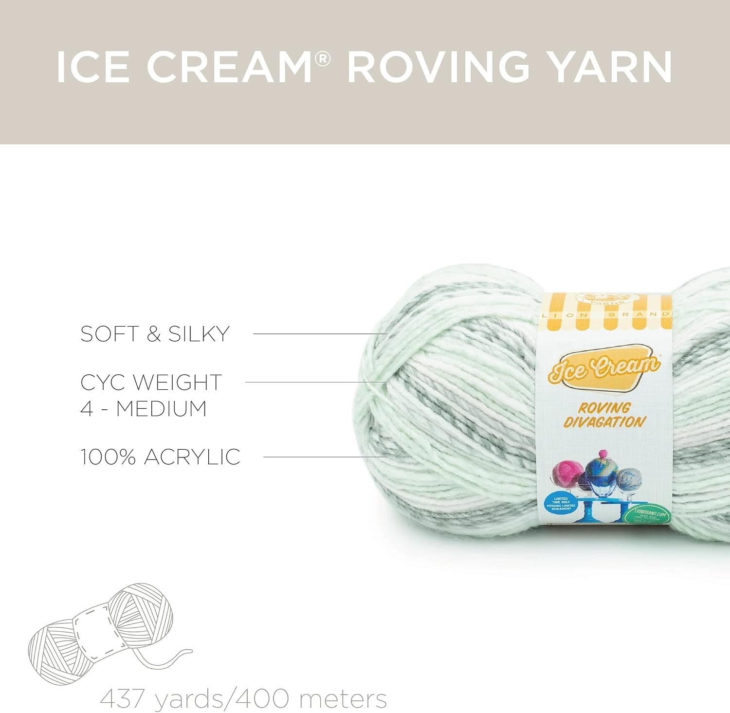 image:imageLion Brand Yarn Ice Cream Roving Stripes Yarn Dots
