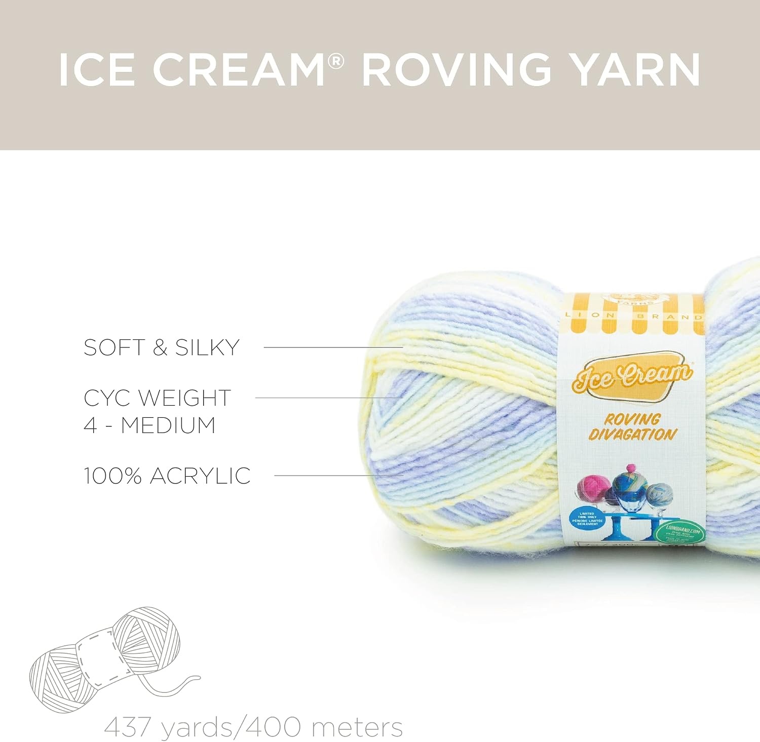 image:imageLion Brand Yarn Ice Cream Roving Stripes Yarn Pixie Stix