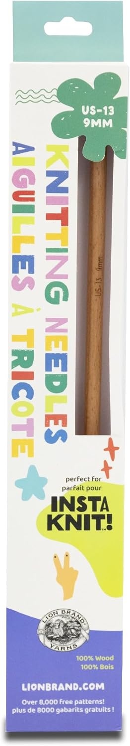 image:imageLion Brand Yarn InstaKnit Straight Knitting Needles for Beginners 1275in Wooden Needles for Super Bulky Yarn Size 13 9mm