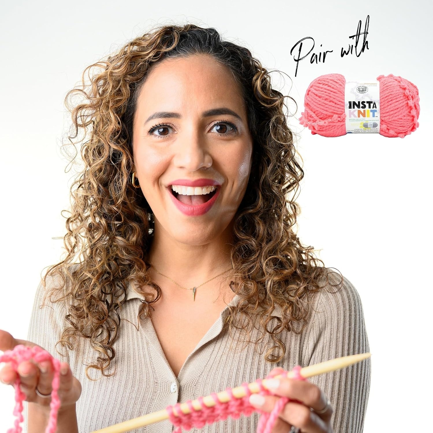image:imageLion Brand Yarn InstaKnit Straight Knitting Needles for Beginners 1275in Wooden Needles for Super Bulky Yarn Size 13 9mm