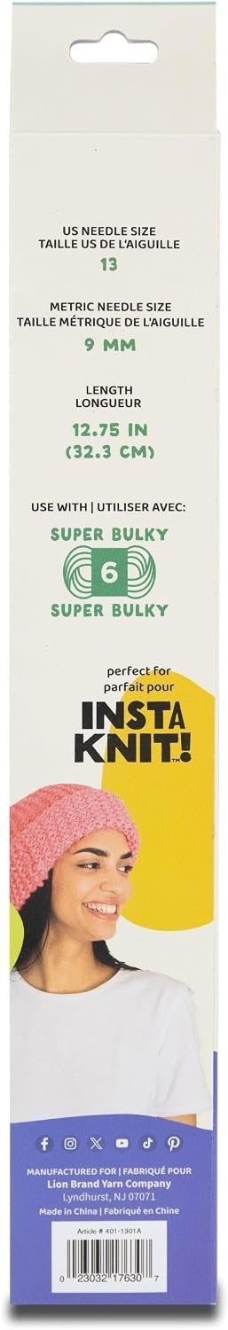 image:imageLion Brand Yarn InstaKnit Straight Knitting Needles for Beginners 1275in Wooden Needles for Super Bulky Yarn Size 13 9mm