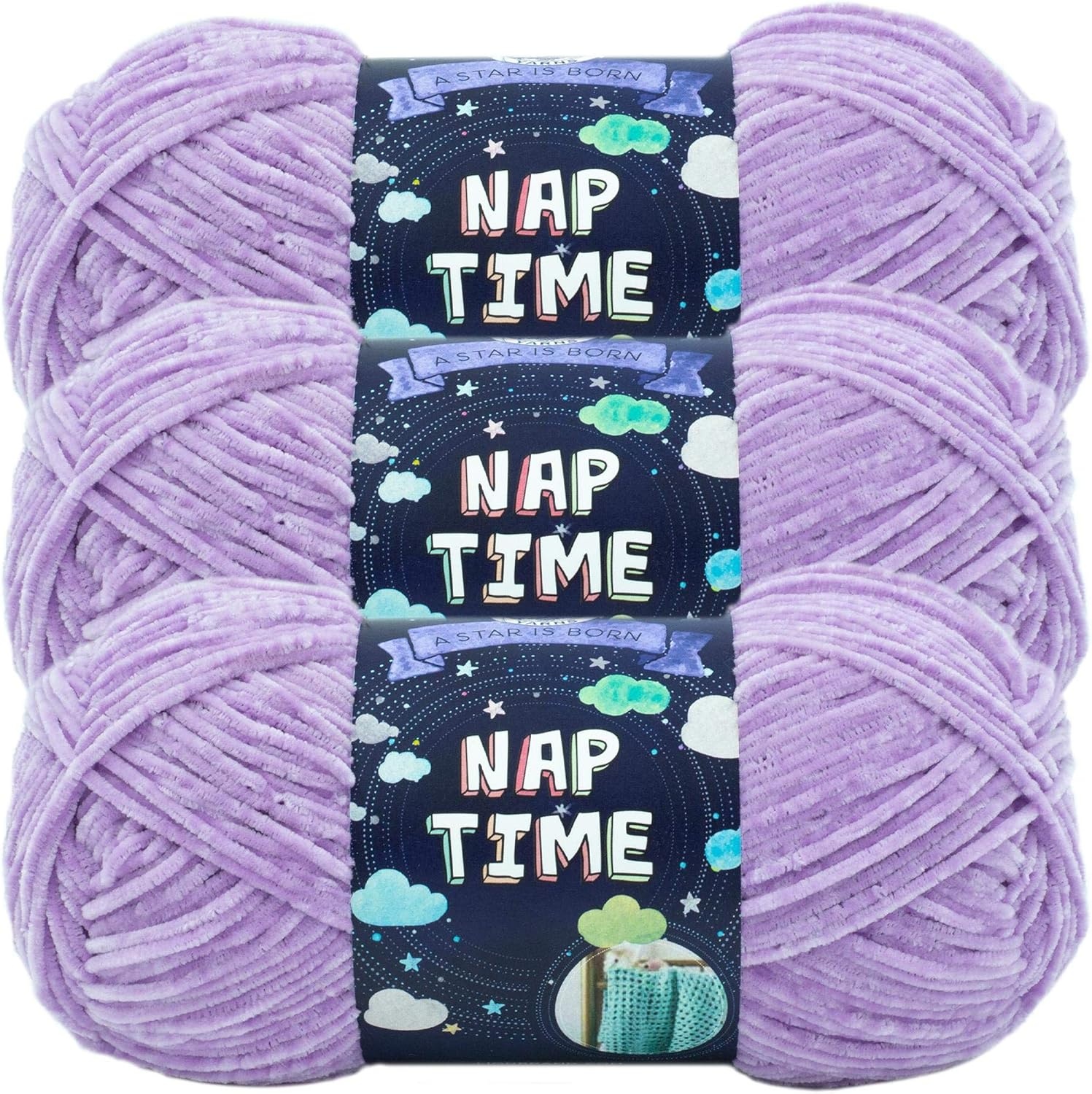 image:imageLion Brand Yarn Naptime Baby Yarn for Knitting and Crochet White 3 PackLilac