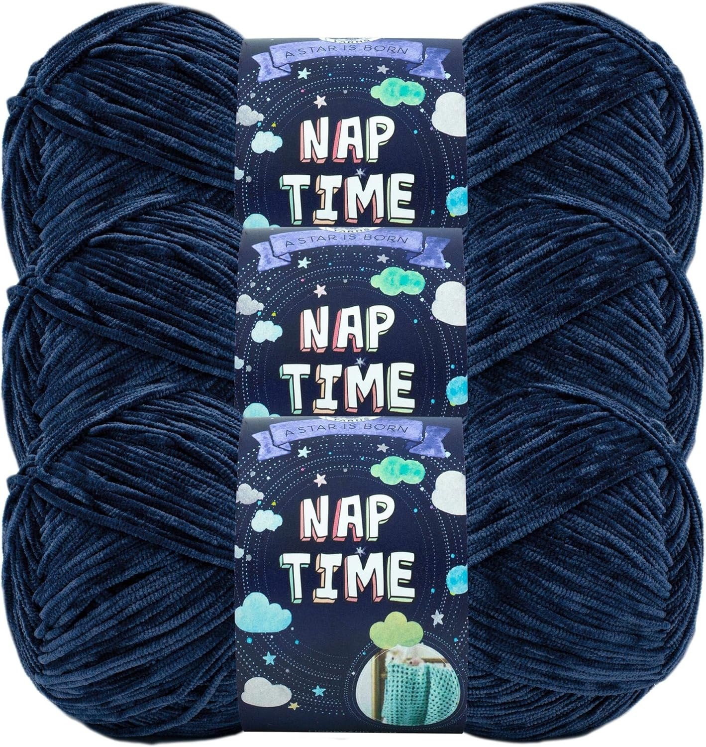 image:imageLion Brand Yarn Naptime Baby Yarn for Knitting and Crochet White 3 PackNavy