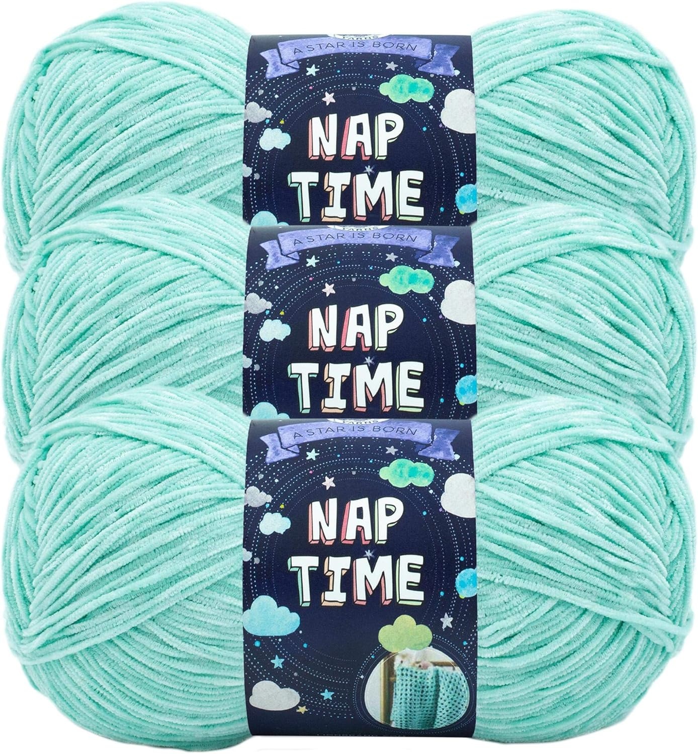 image:imageLion Brand Yarn Naptime Baby Yarn for Knitting and Crochet White 3 PackPale Aqua