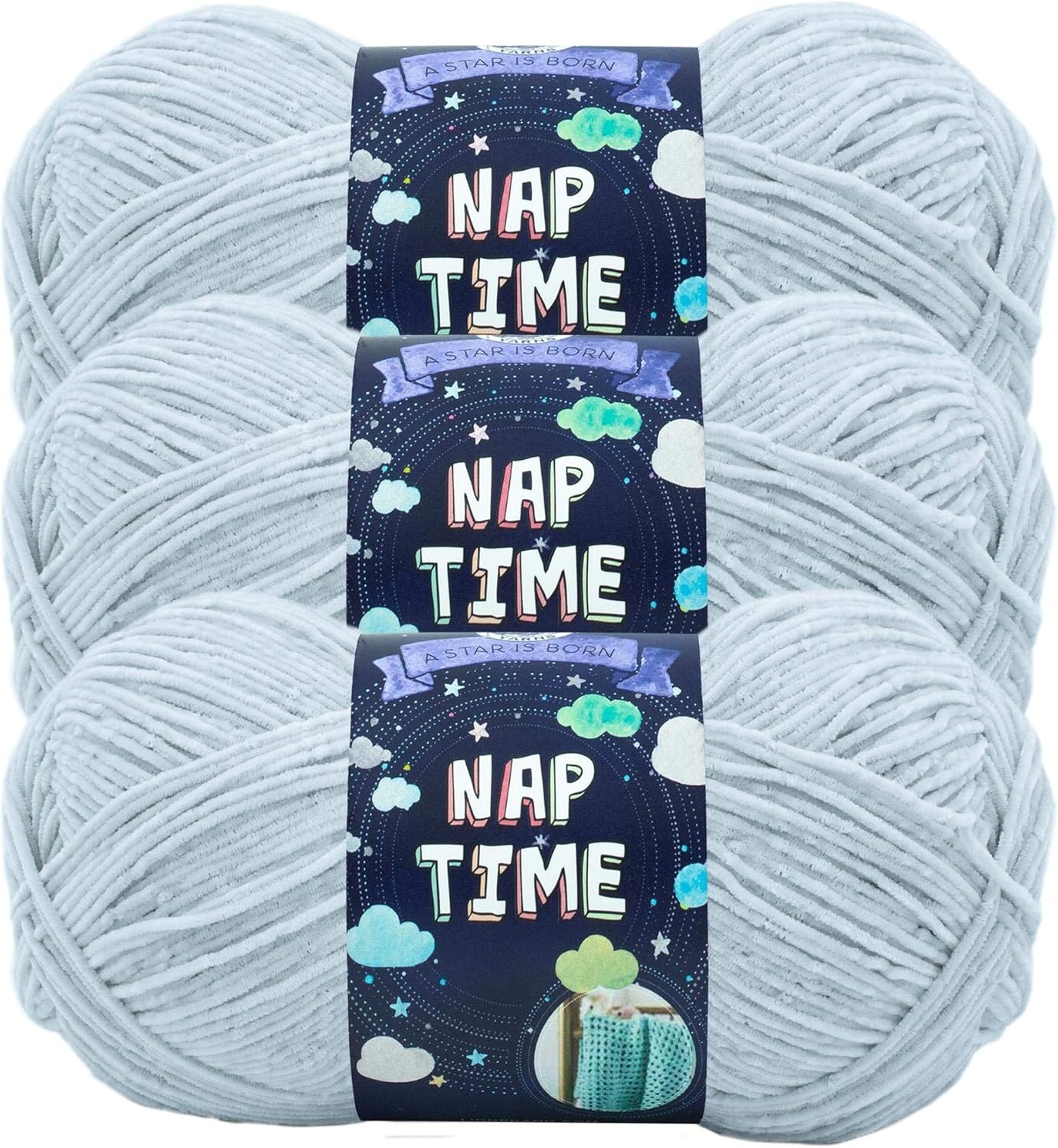 image:imageLion Brand Yarn Naptime Baby Yarn for Knitting and Crochet White 3 PackPale Grey