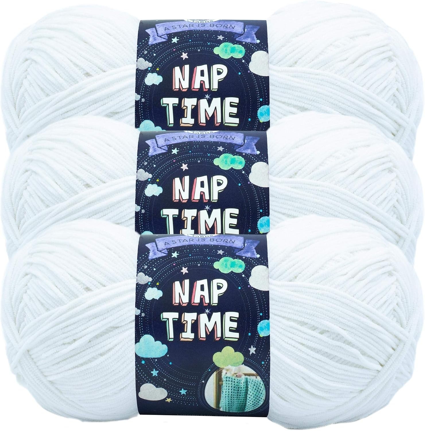 image:imageLion Brand Yarn Naptime Baby Yarn for Knitting and Crochet White 3 PackWhite
