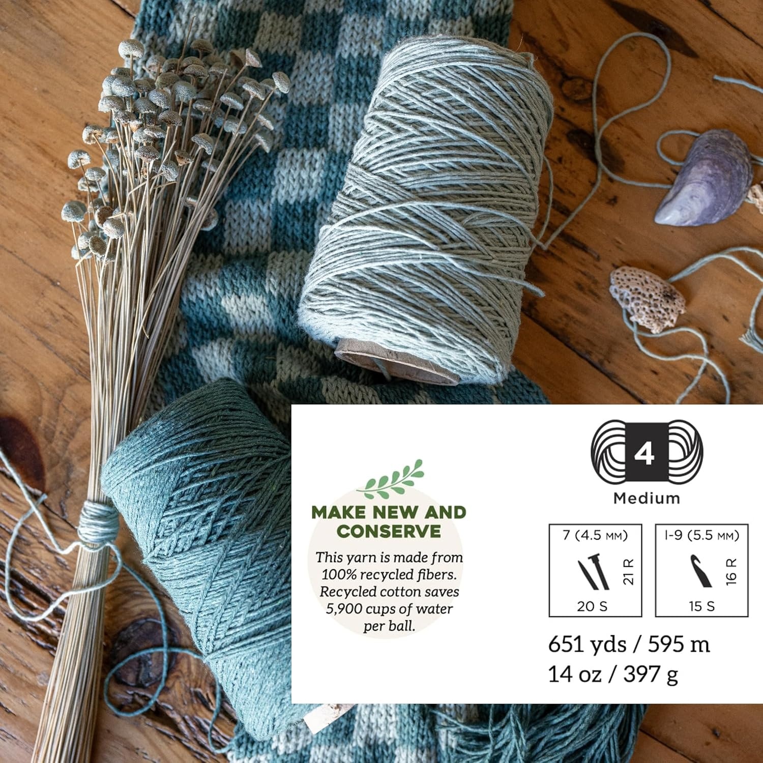 image:imageLion Brand Yarn ReUp Bonus Bundle Yarn for Crocheting amp Knitting Pomegranate 1 Pack Recycled Cotton Polyester Blend Yarn for Knitting Crochet Crafts Worsted Fiber for Bags Kitchen Dishcloths BlanketsSilver Lining