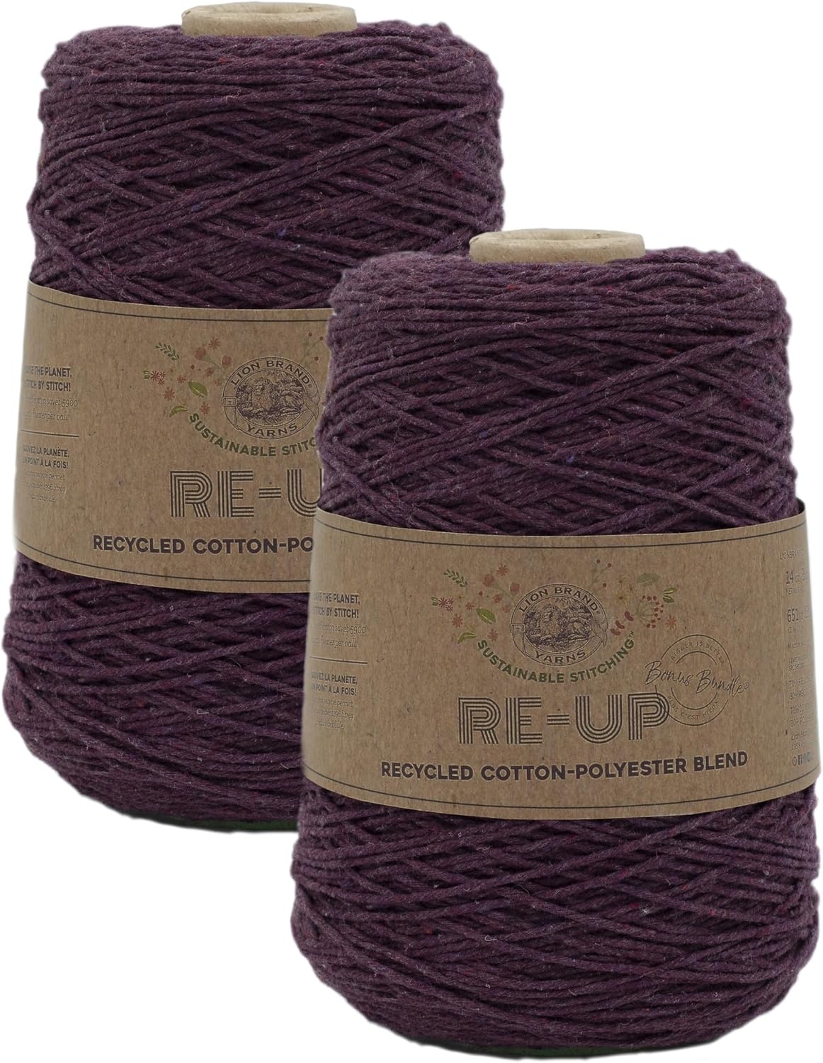 image:imageLion Brand Yarn ReUp Bonus Bundle Yarn for Crocheting amp Knitting Pomegranate 1 Pack Recycled Cotton Polyester Blend Yarn for Knitting Crochet Crafts Worsted Fiber for Bags Kitchen Dishcloths BlanketsFig Tree
