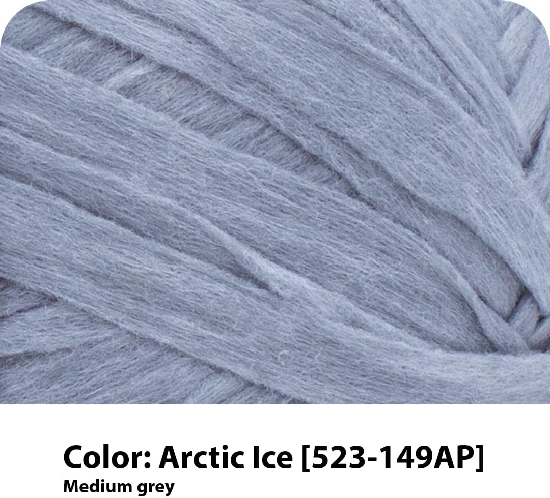image:imageLion Brand Yarn Rewind Bulky Flat Tape Yarn for Crochet Knitting and Crafts Moto Jacket 1 Pack Soft Fiber for Bags Summer Hats and Shawls Dark GreyArctic Ice