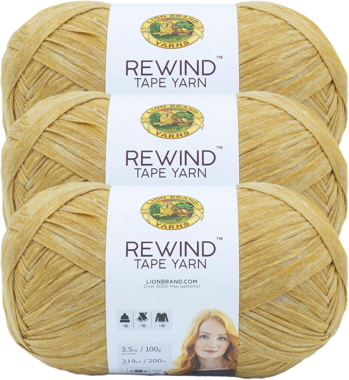 image:imageLion Brand Yarn Rewind Bulky Flat Tape Yarn for Crochet Knitting and Crafts Moto Jacket 1 Pack Soft Fiber for Bags Summer Hats and Shawls Dark GreyCitronella