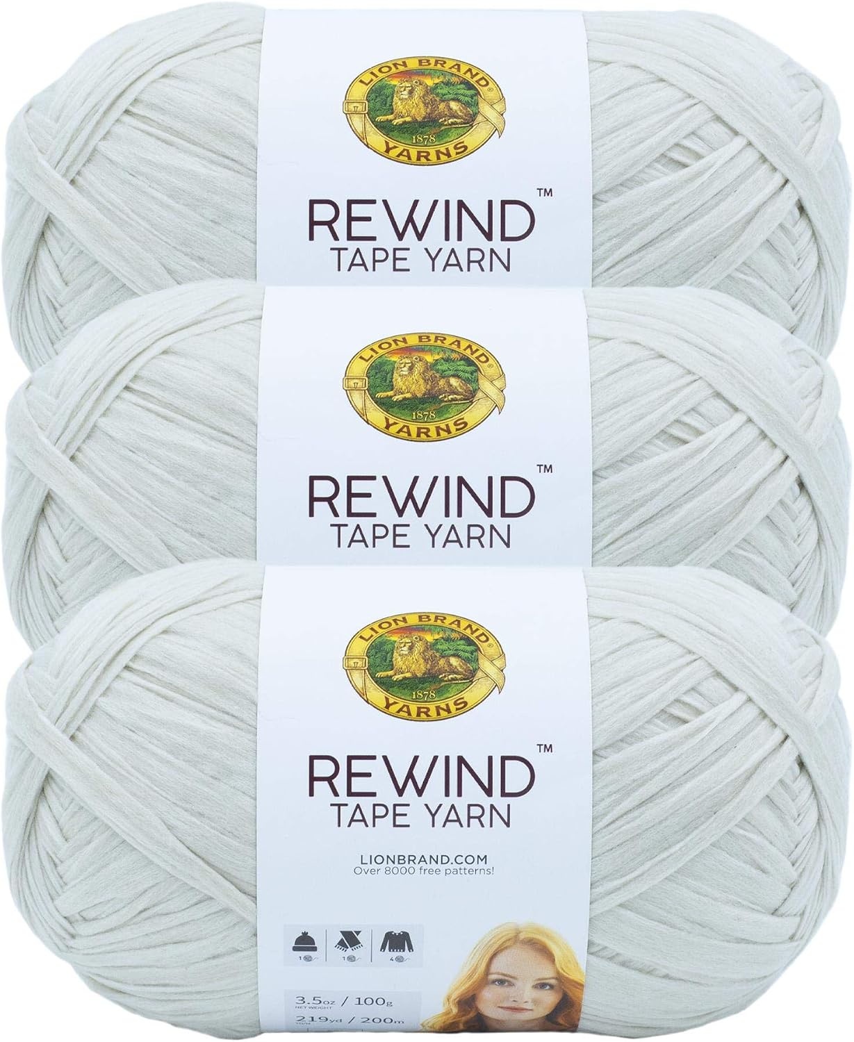 image:imageLion Brand Yarn Rewind Bulky Flat Tape Yarn for Crochet Knitting and Crafts Moto Jacket 1 Pack Soft Fiber for Bags Summer Hats and Shawls Dark GreyElm