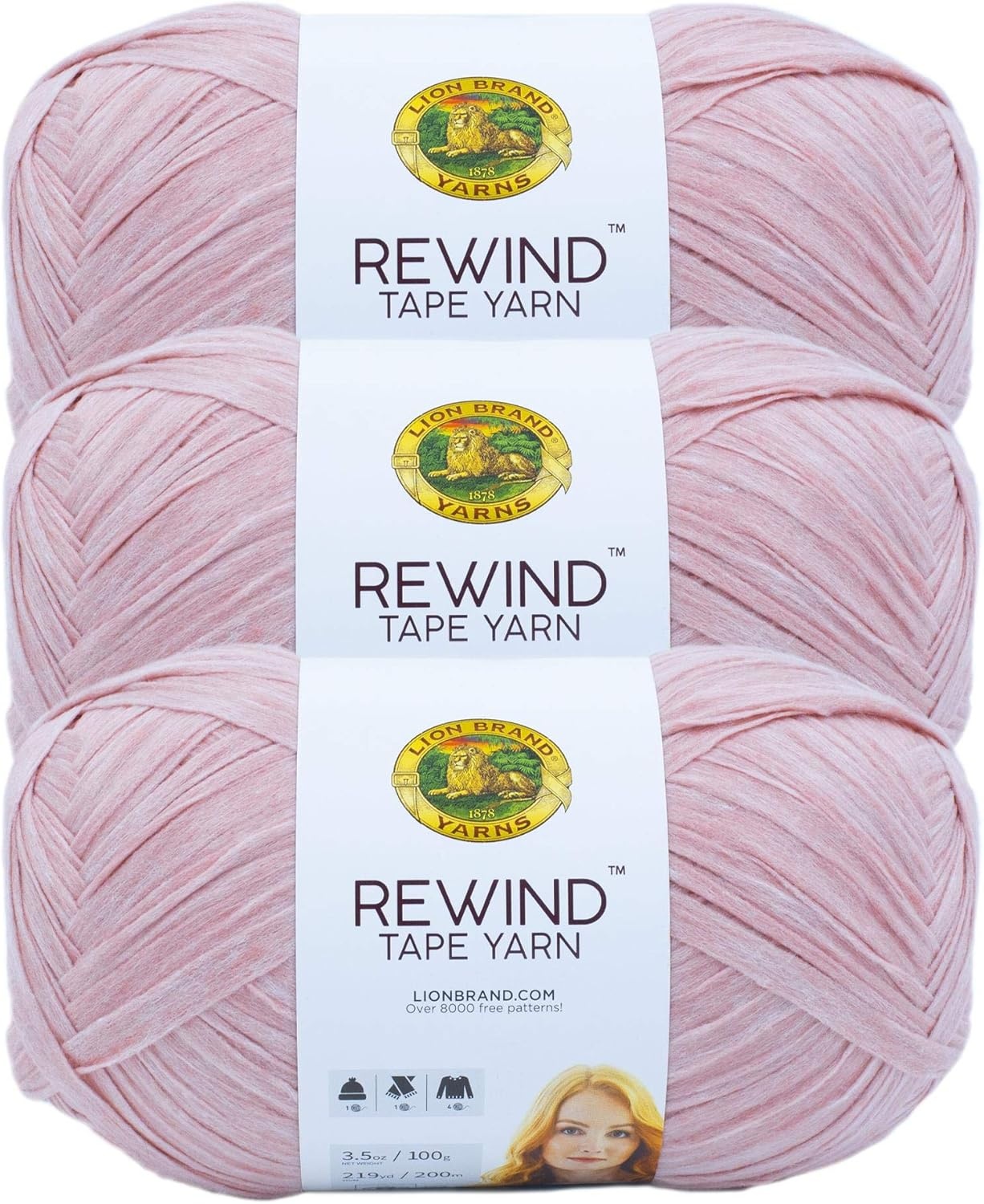 image:imageLion Brand Yarn Rewind Bulky Flat Tape Yarn for Crochet Knitting and Crafts Moto Jacket 1 Pack Soft Fiber for Bags Summer Hats and Shawls Dark GreyMahogany Rose