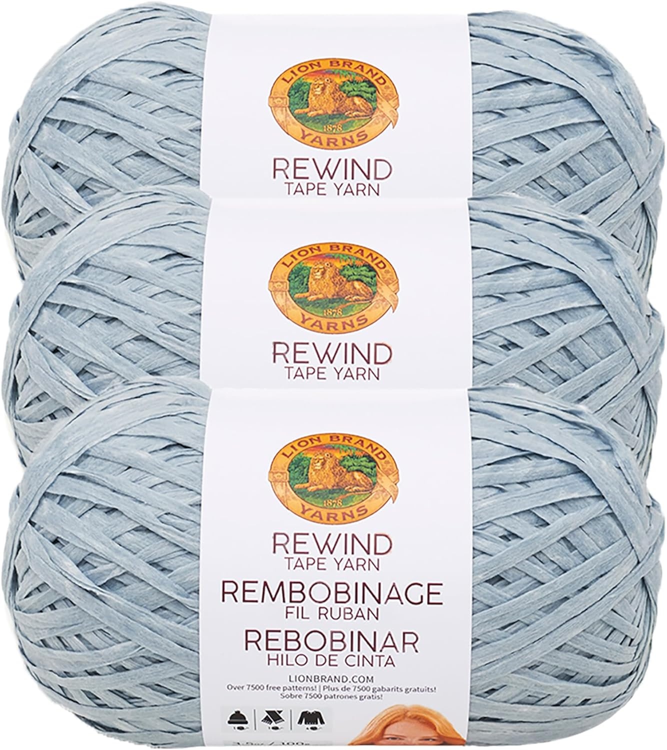image:imageLion Brand Yarn Rewind Bulky Flat Tape Yarn for Crochet Knitting and Crafts Moto Jacket 1 Pack Soft Fiber for Bags Summer Hats and Shawls Dark GreyMarbles