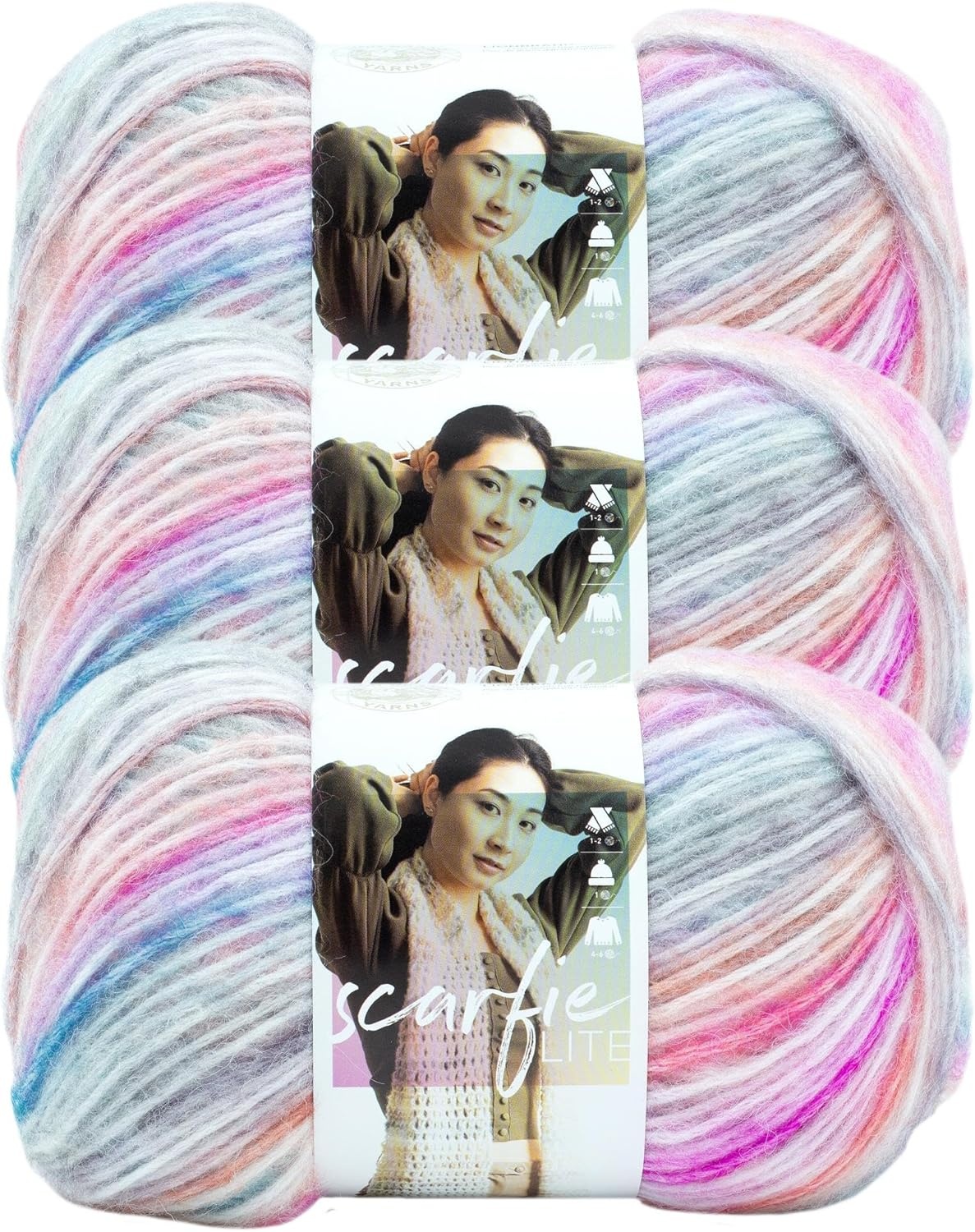 image:imageLion Brand Yarn Scarfie Lite Ombr Yarn for Knitting Seaglass 3 PackSunset