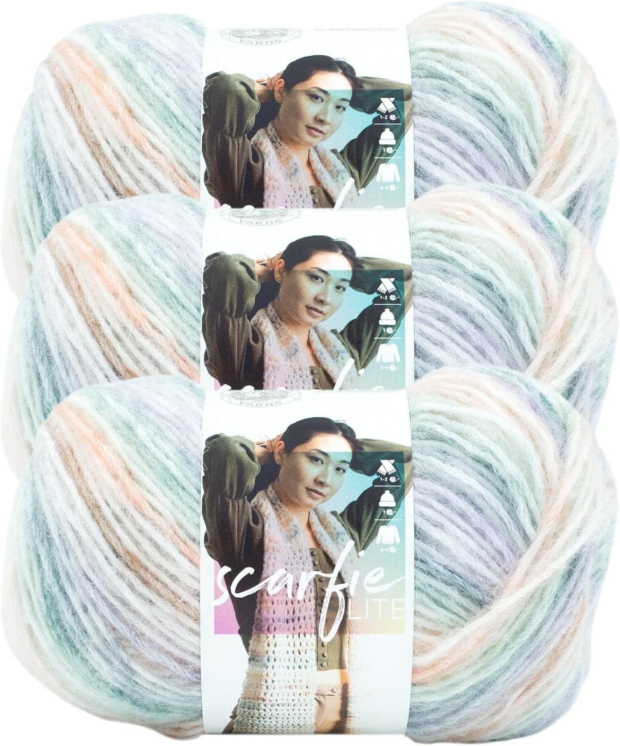 image:imageLion Brand Yarn Scarfie Lite Ombr Yarn for Knitting Seaglass 3 PackTiger Lily
