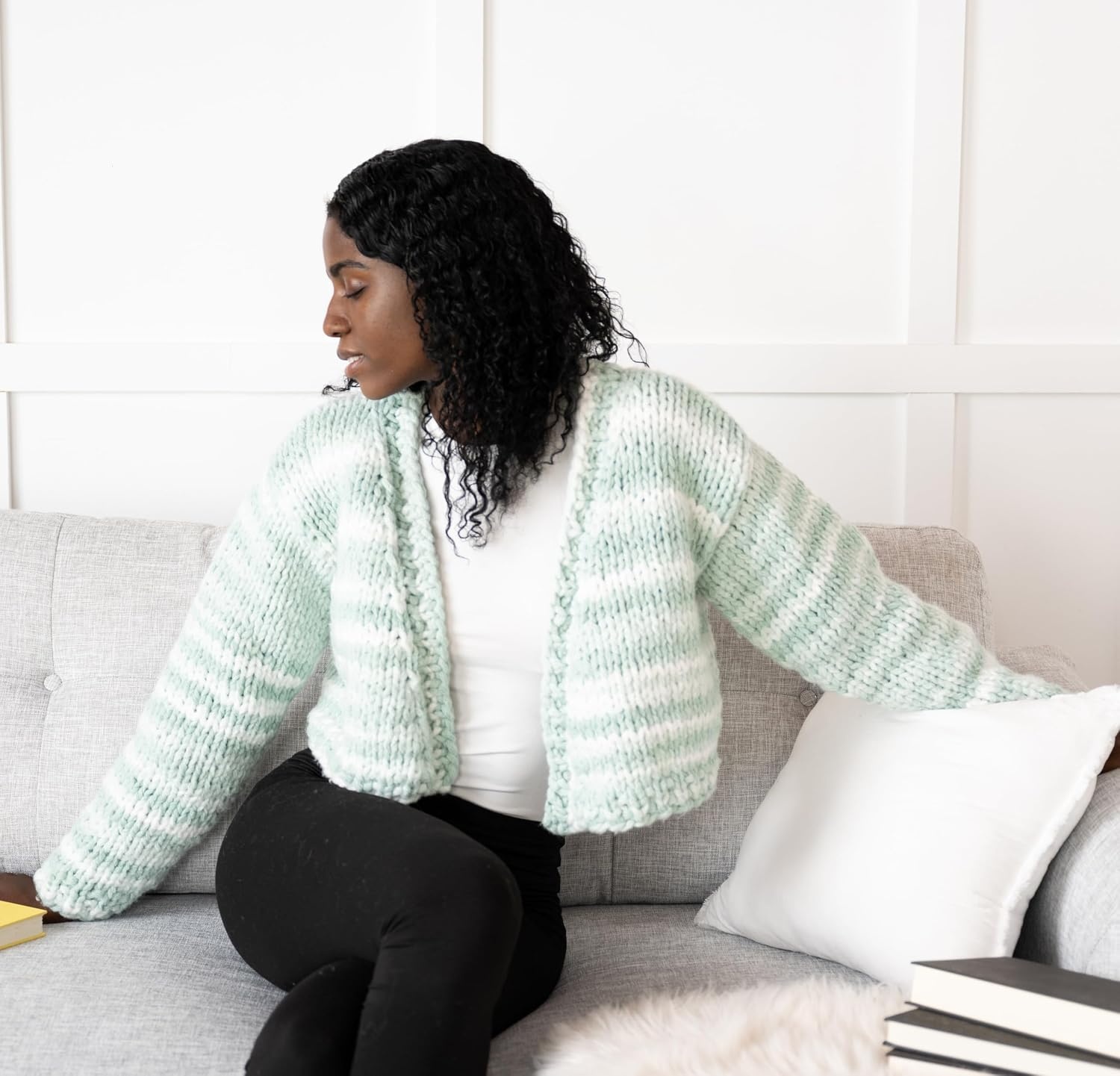 image:imageLion Brand Yarn Super Bulky Cover Story Chainette Blanket Yarn for Knitting and Crochet Black 1 PackCamel