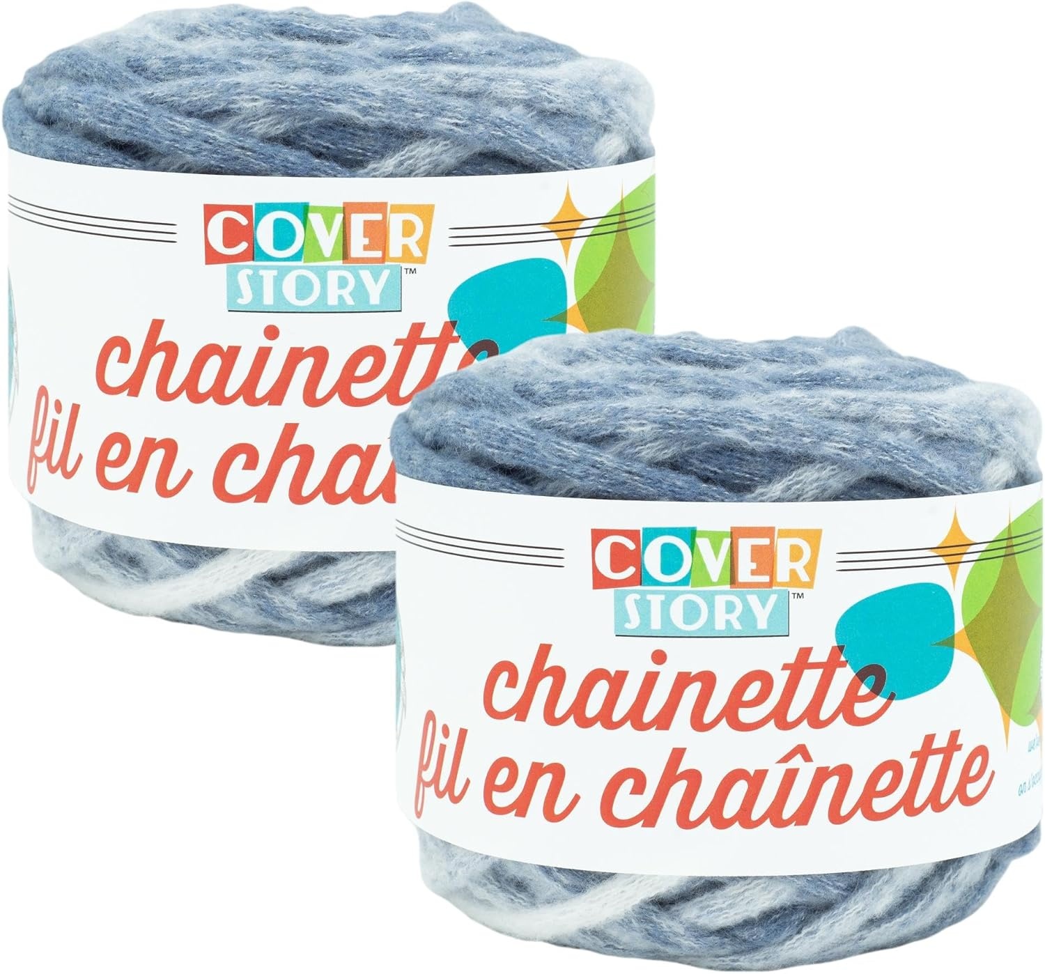 image:imageLion Brand Yarn Super Bulky Cover Story Chainette Blanket Yarn for Knitting and Crochet Black 1 PackFaded Denim