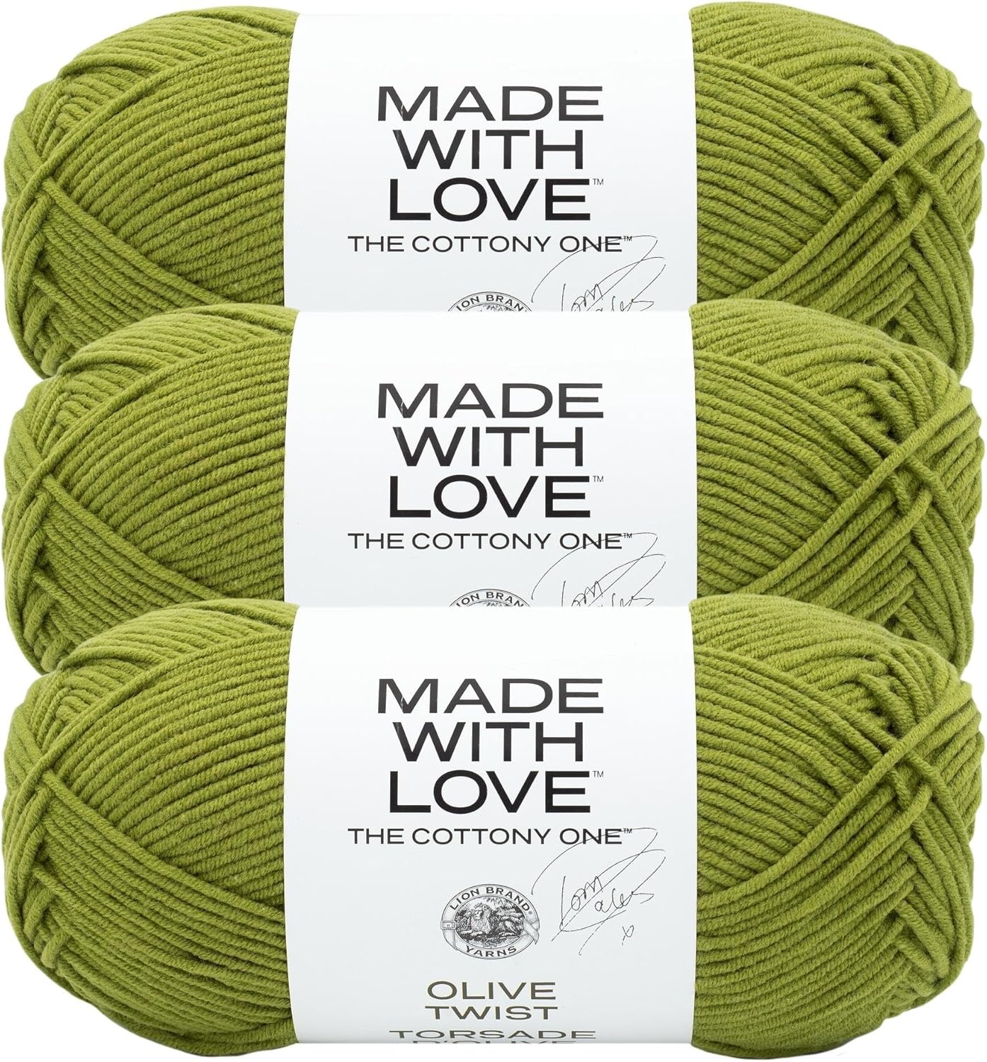 image:imageLion Brand Yarn Tom Daley Made with Love The Cottony One Yarn for Crocheting Knitting and Crafts Red Red Wine 1 Pack Tom Daley Made With Love Cotton Acrylic Yarn for Knitting Crochet Crafts Worsted Fiber for Soft Blankets Hats SweatersOlive Twist
