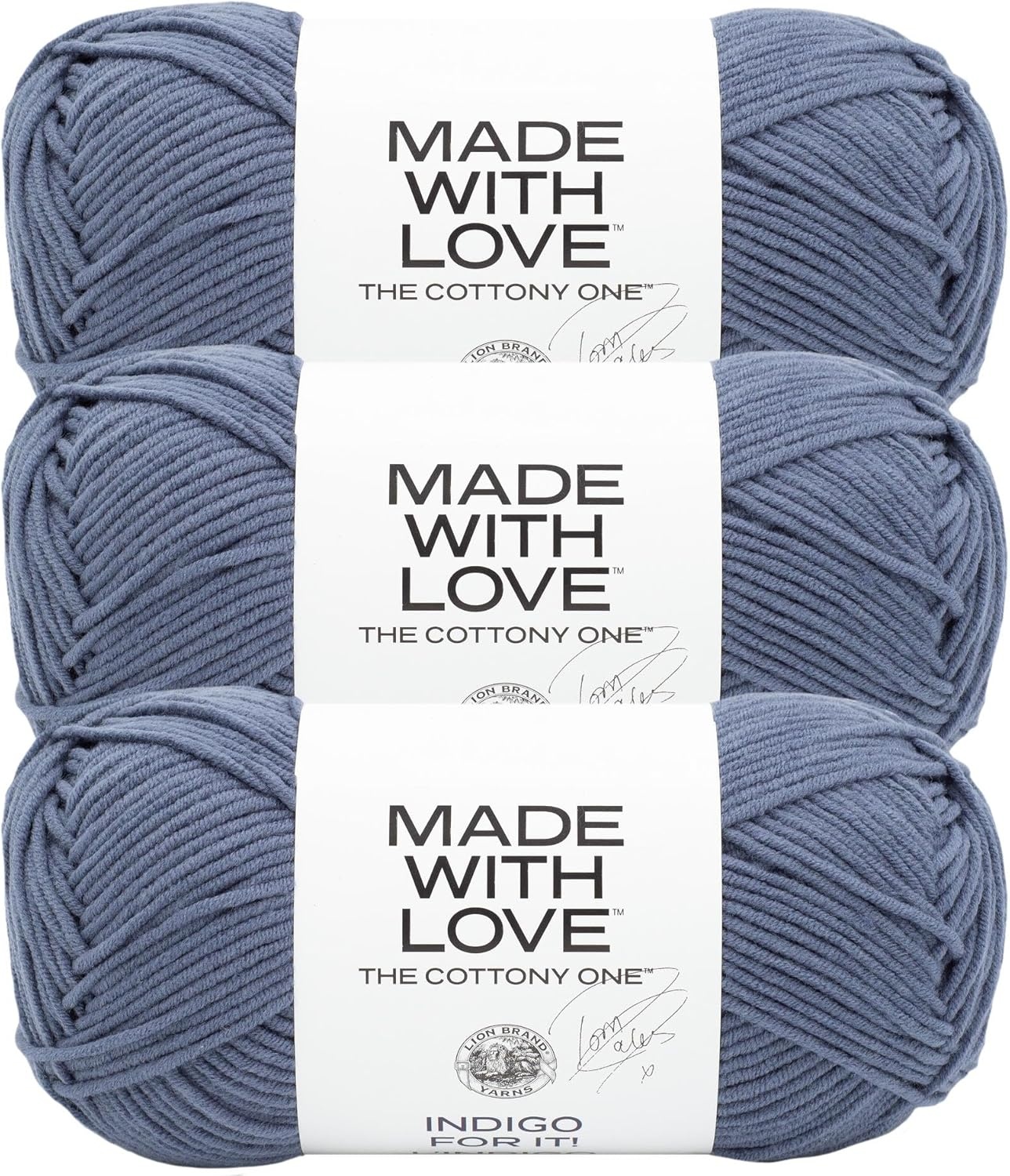 image:imageLion Brand Yarn Tom Daley Made with Love The Cottony One Yarn for Crocheting Knitting and Crafts Red Red Wine 1 Pack Tom Daley Made With Love Cotton Acrylic Yarn for Knitting Crochet Crafts Worsted Fiber for Soft Blankets Hats SweatersIndigo for It