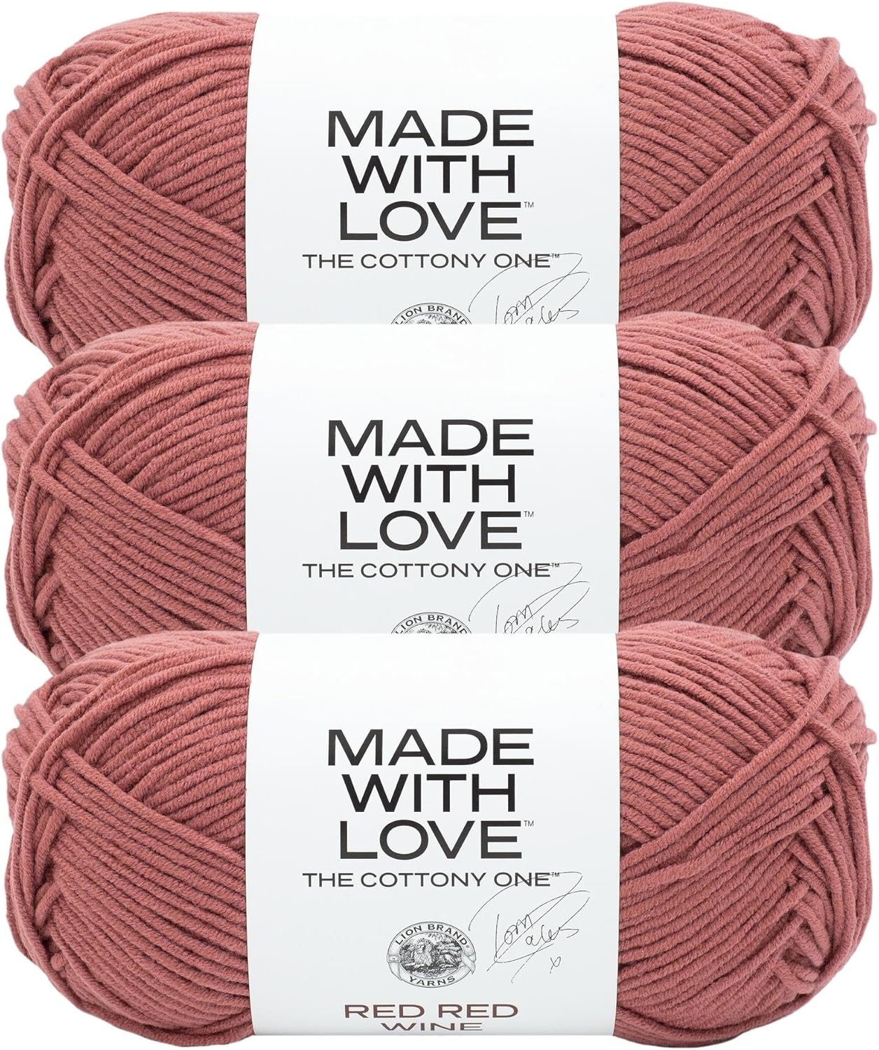 image:imageLion Brand Yarn Tom Daley Made with Love The Cottony One Yarn for Crocheting Knitting and Crafts Red Red Wine 1 Pack Tom Daley Made With Love Cotton Acrylic Yarn for Knitting Crochet Crafts Worsted Fiber for Soft Blankets Hats SweatersRed Red Wine