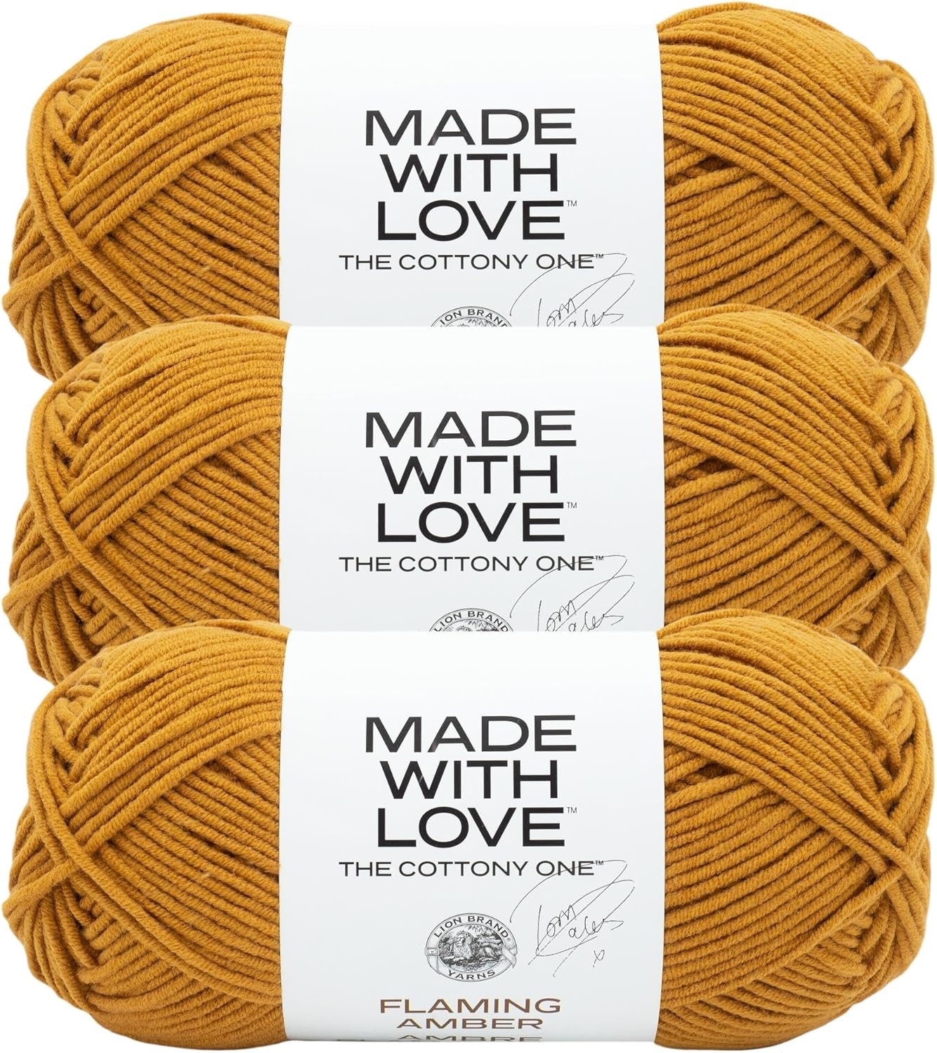 image:imageLion Brand Yarn Tom Daley Made with Love The Cottony One Yarn for Crocheting Knitting and Crafts Red Red Wine 1 Pack Tom Daley Made With Love Cotton Acrylic Yarn for Knitting Crochet Crafts Worsted Fiber for Soft Blankets Hats SweatersFlaming Amber