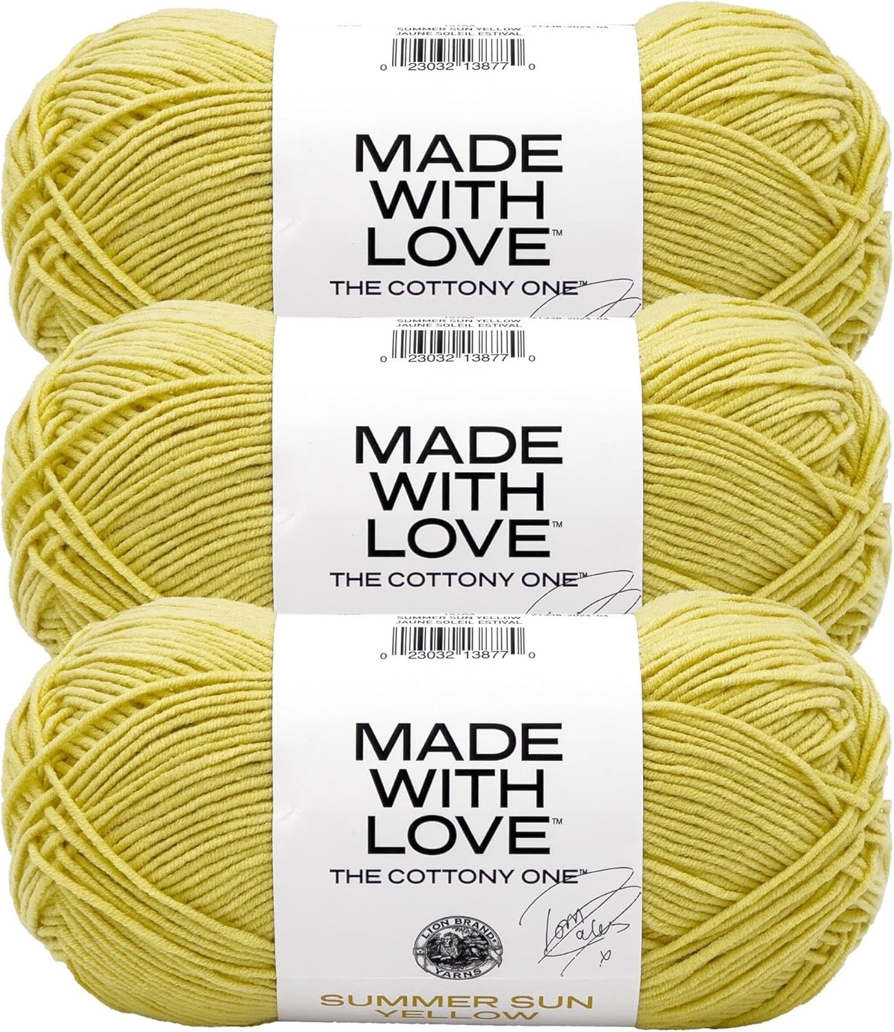 image:imageLion Brand Yarn Tom Daley Made with Love The Cottony One Yarn for Crocheting Knitting and Crafts Red Red Wine 1 Pack Tom Daley Made With Love Cotton Acrylic Yarn for Knitting Crochet Crafts Worsted Fiber for Soft Blankets Hats SweatersSummer Sun Yellow